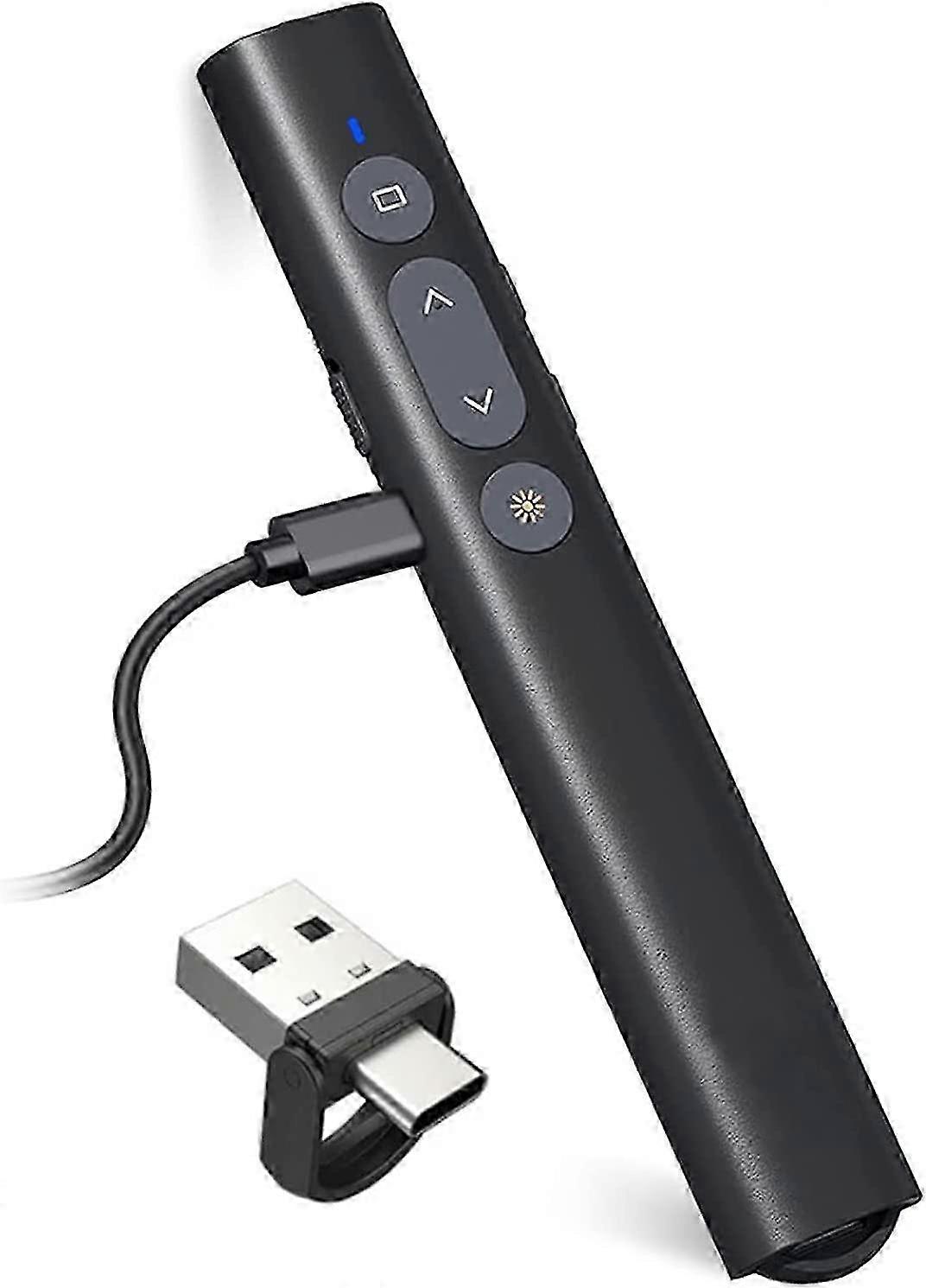 USB/Type-C 2 in 1 Rechargeable Powerpoint Remote Pointer Presentation140*22*12mm, PPT Zapette Powerp