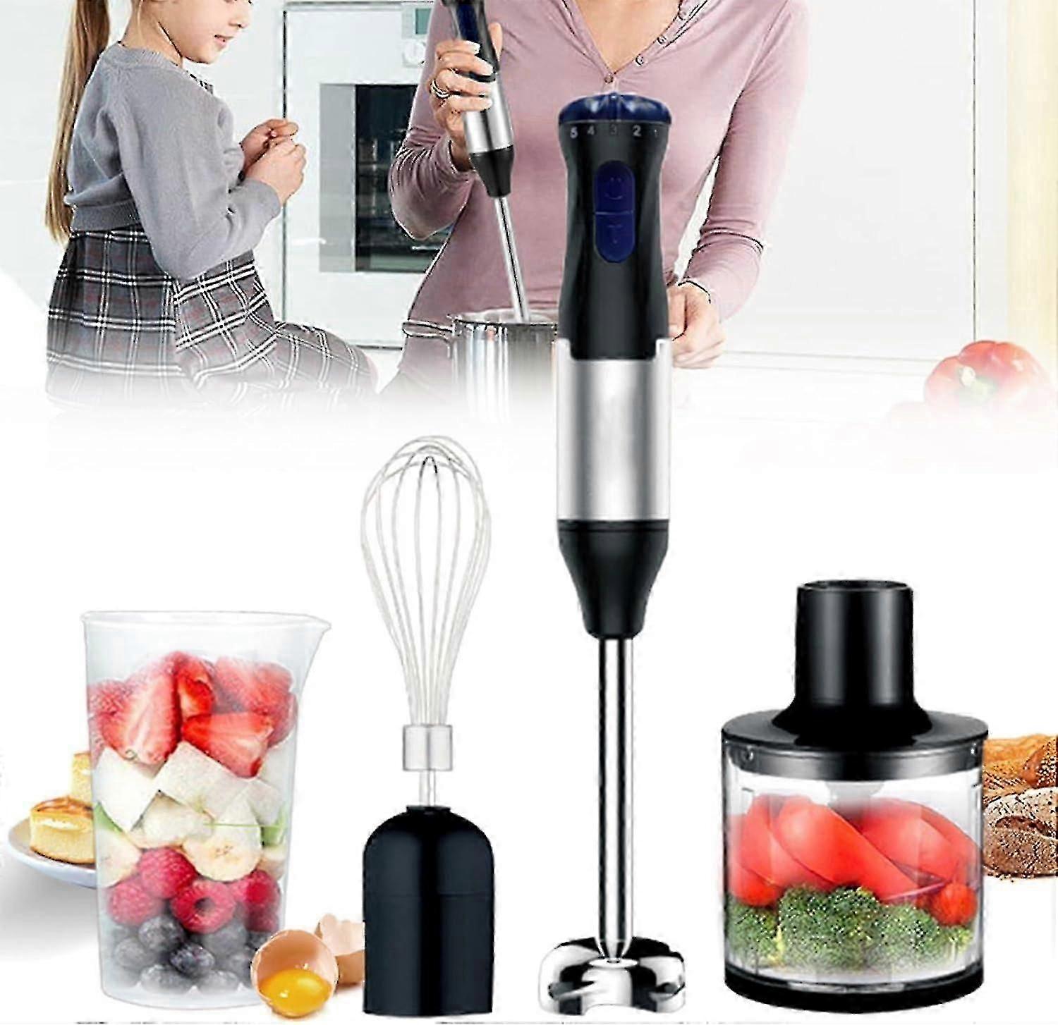 1000W Portable Hand Blender, 4 In 1 Hand Blender Set With Beaker, Chopper, Whisk