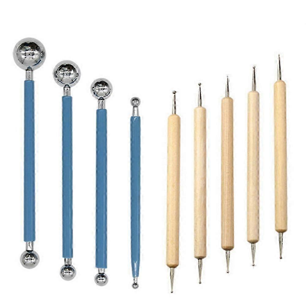 9Pcs διακεκομμένα εργαλεία για βραχογραφία, πηλό κεραμικής, τέχνη Mandala, ανάγλυφο