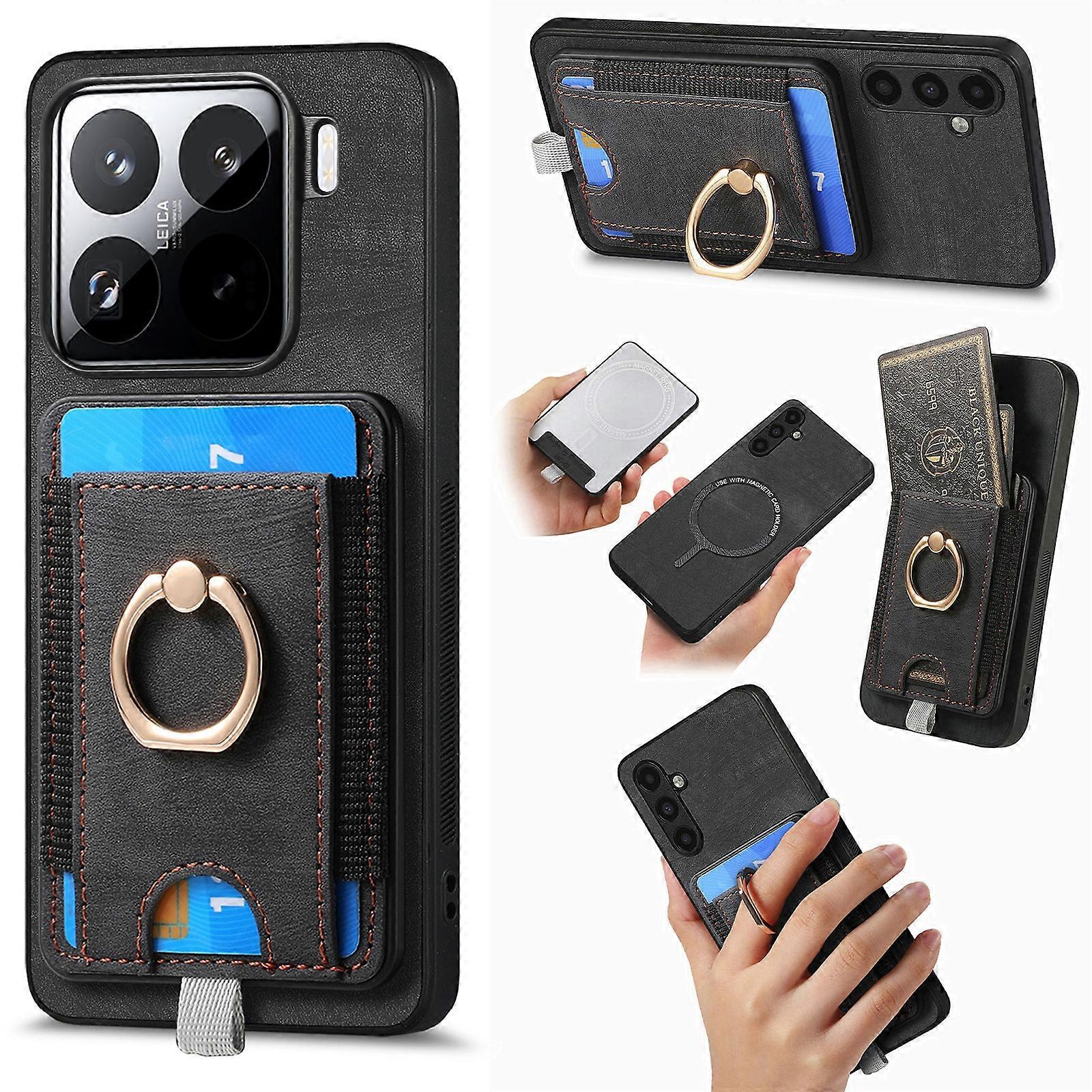 Retro Splitable Magnetic Card Bag Leather Phone Case
