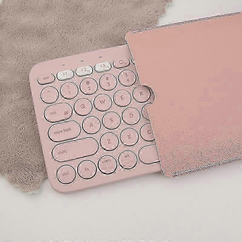 Leather Keyboard Sleeve Dustproof Waterproof Double Sided Pvc Portable Keyboard Travel Sleeve Bag Case For Logitech K380 Pink And Silver