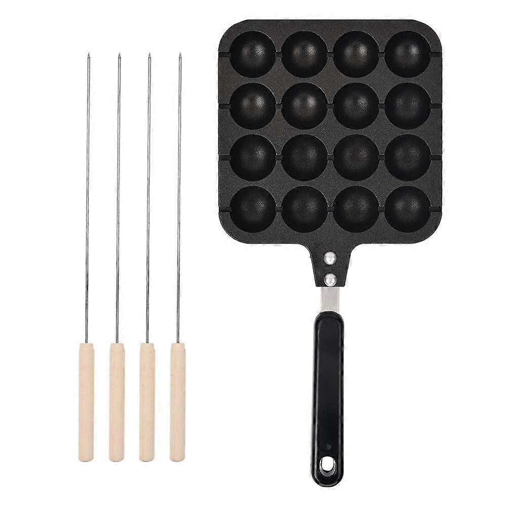 Nonstick Takoyaki Grill Pan - Aluminum Mold Tray with Ergonomic Handle for Easy Cooking and Cleaning