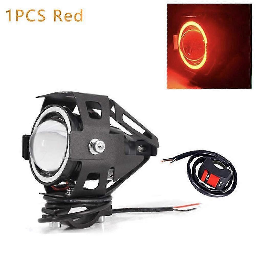 Led Motorcycle Headlight with Abgle Eyes 125W Additional Spotlights Fog Lights Universal Motorbike Auxiliary U7 LED Driving Lamp