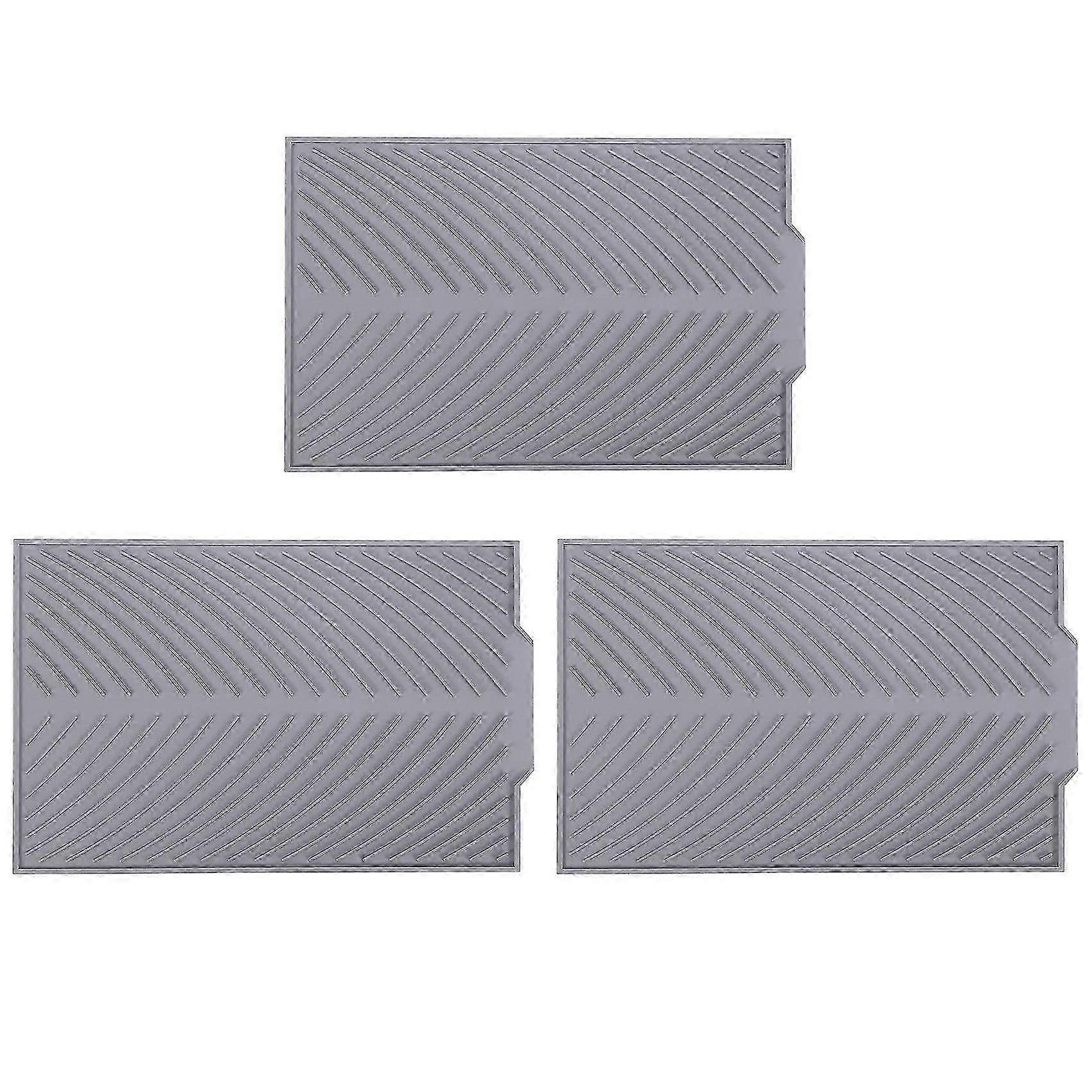 3x Dish Drying Mat Flume Folding Draining Mat,rectangle Drain Mat Drying Dishes Pad Heat Resistant