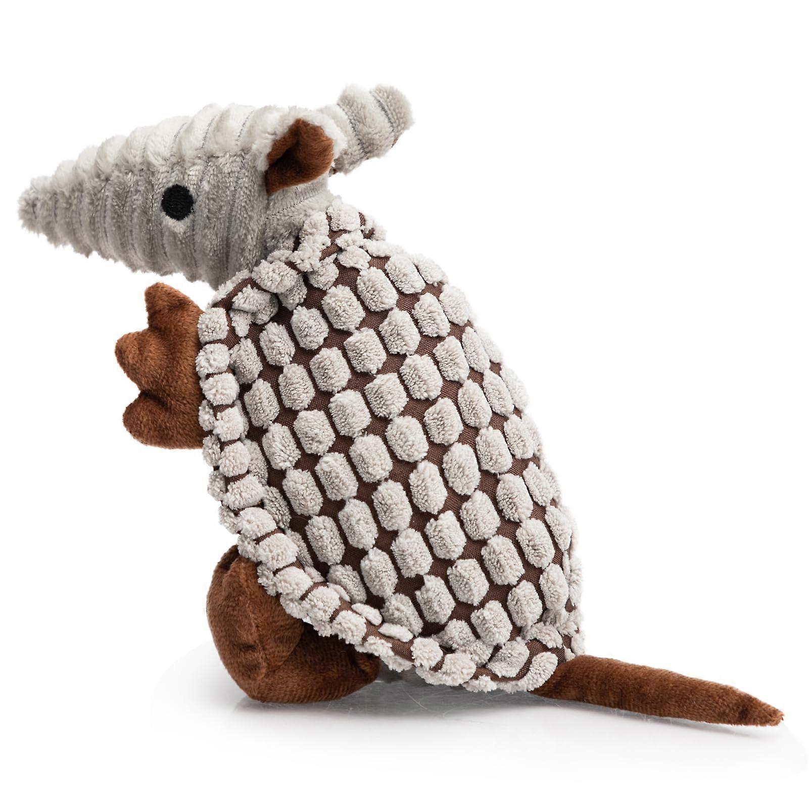 Dog Squeaky Toy Plush Armadillo for Small Medium Large Dogs, Chew Safe, Teeth Cleaning, 8 Inch Size