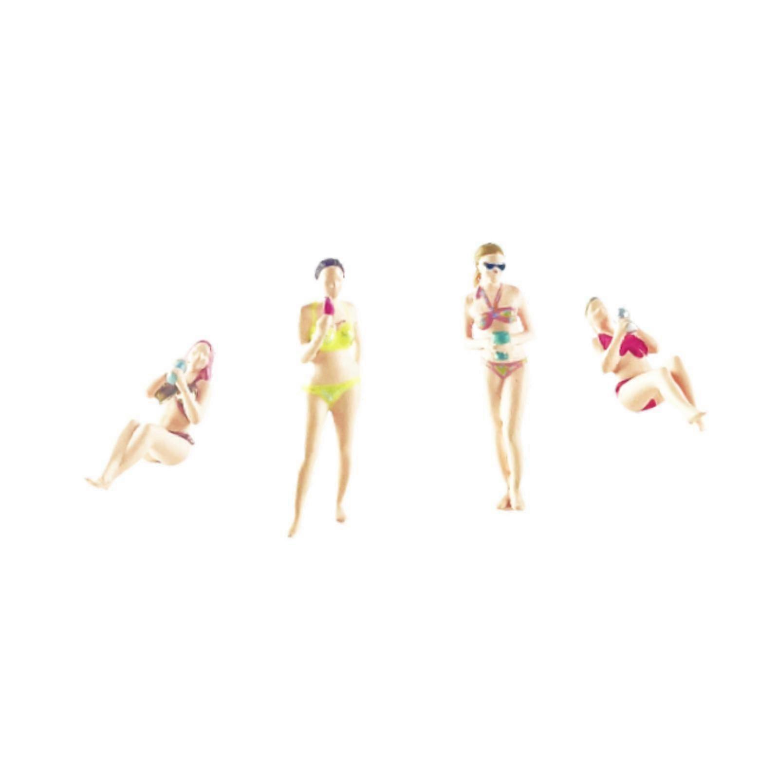 4x 1/64 Girl Model Stimulated Resin People Figure Layout for Miniature Scene
