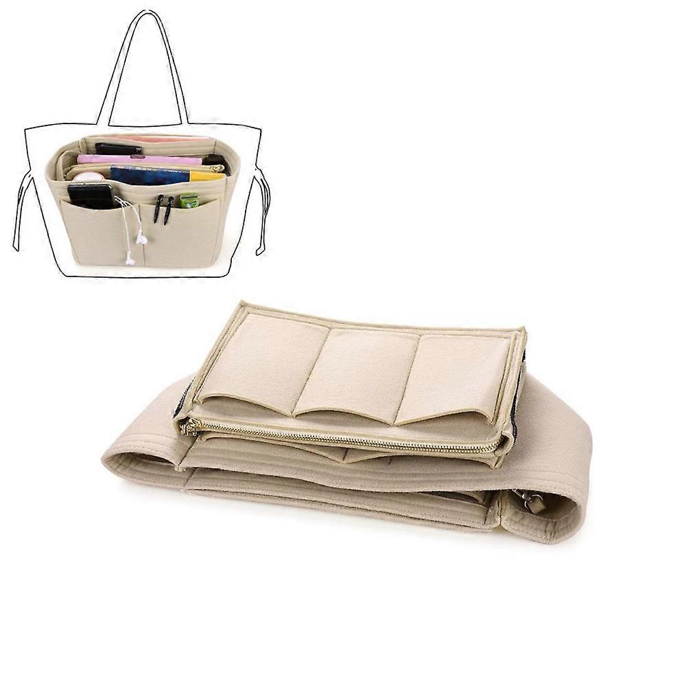 Lightweight Sturdy Bag Organizer Insert, Multi-Pockets With Interior Zipper Design, Felt Fabric Shaper For Easy Switching Between Handbags