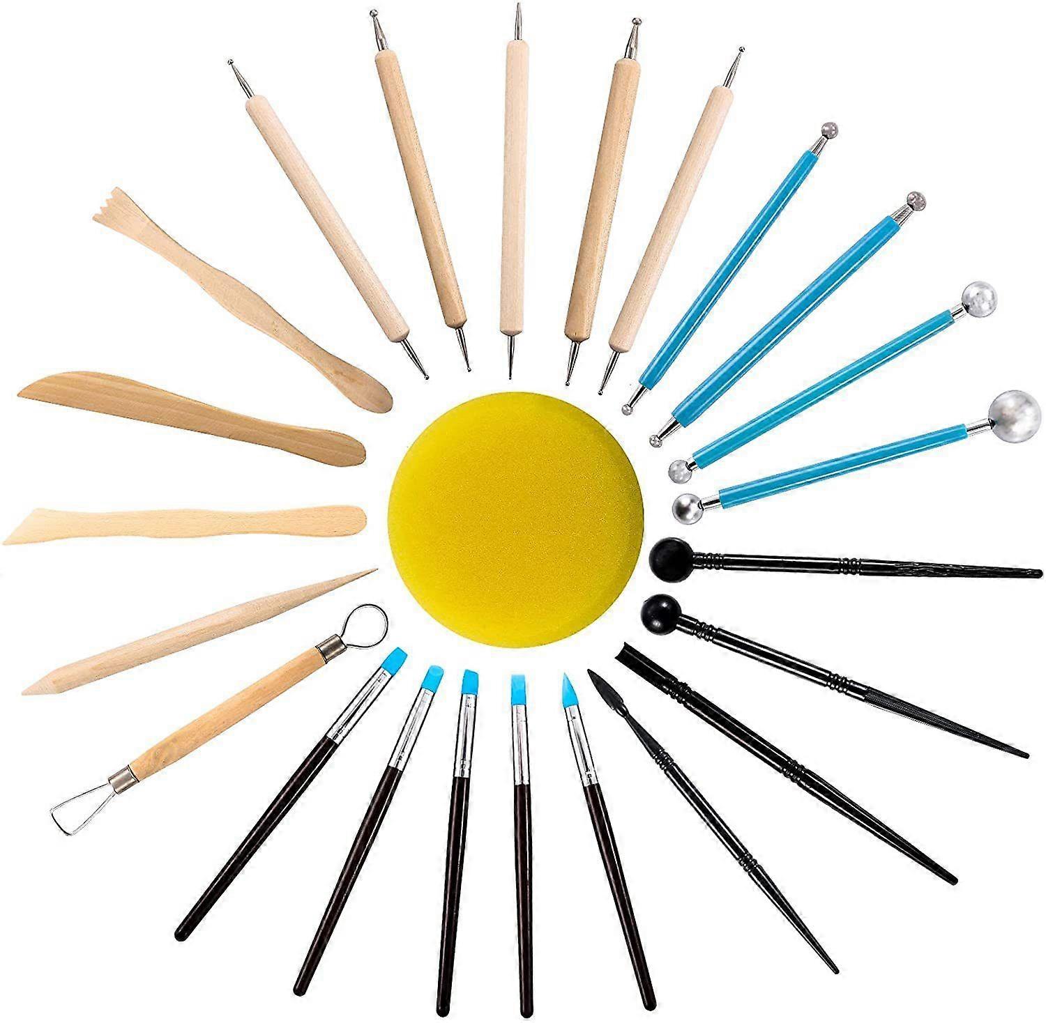 24Pcs Polymer Clay Tools Modeling Clay Sculpting Tools Kits for Pottery Sculpture Wooden Dotting Tools