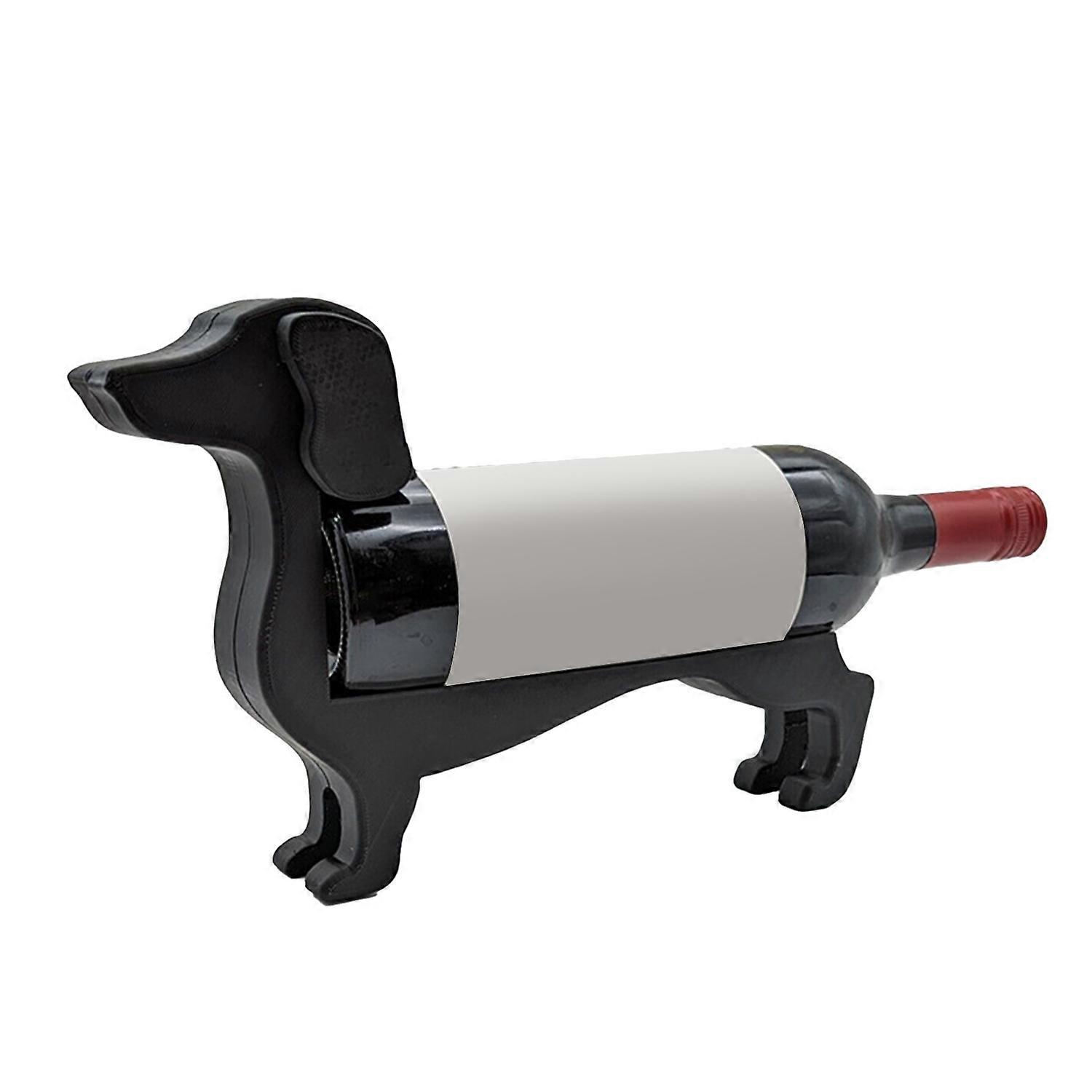 Wine Bottle Holder Dog Shape Countertop Wine Rack Plastic Display Stand for Bar Home Kitchen Black