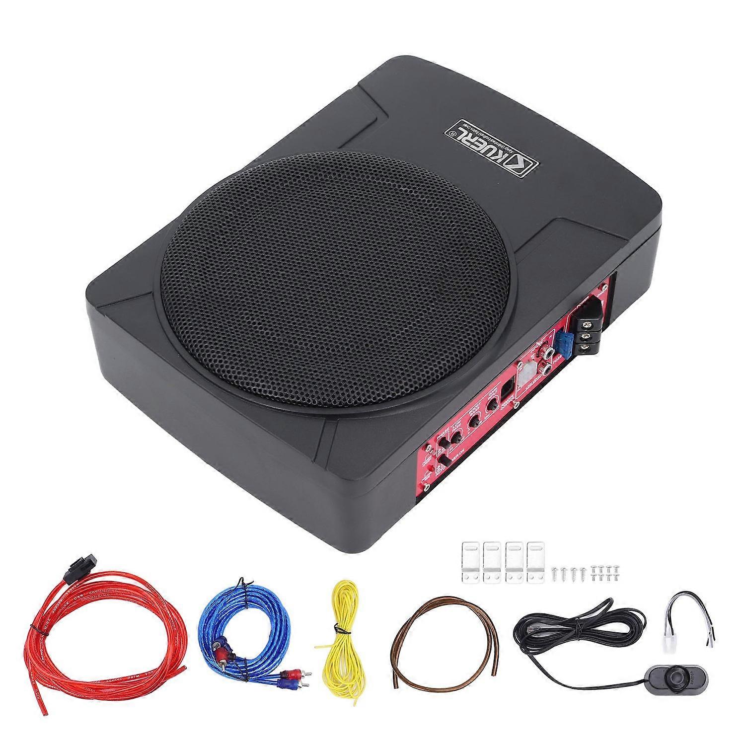 8 Inch 800W Slim Underseat Subwoofer with Amplifier Remote Control Under Seat Powered Car Active Sub