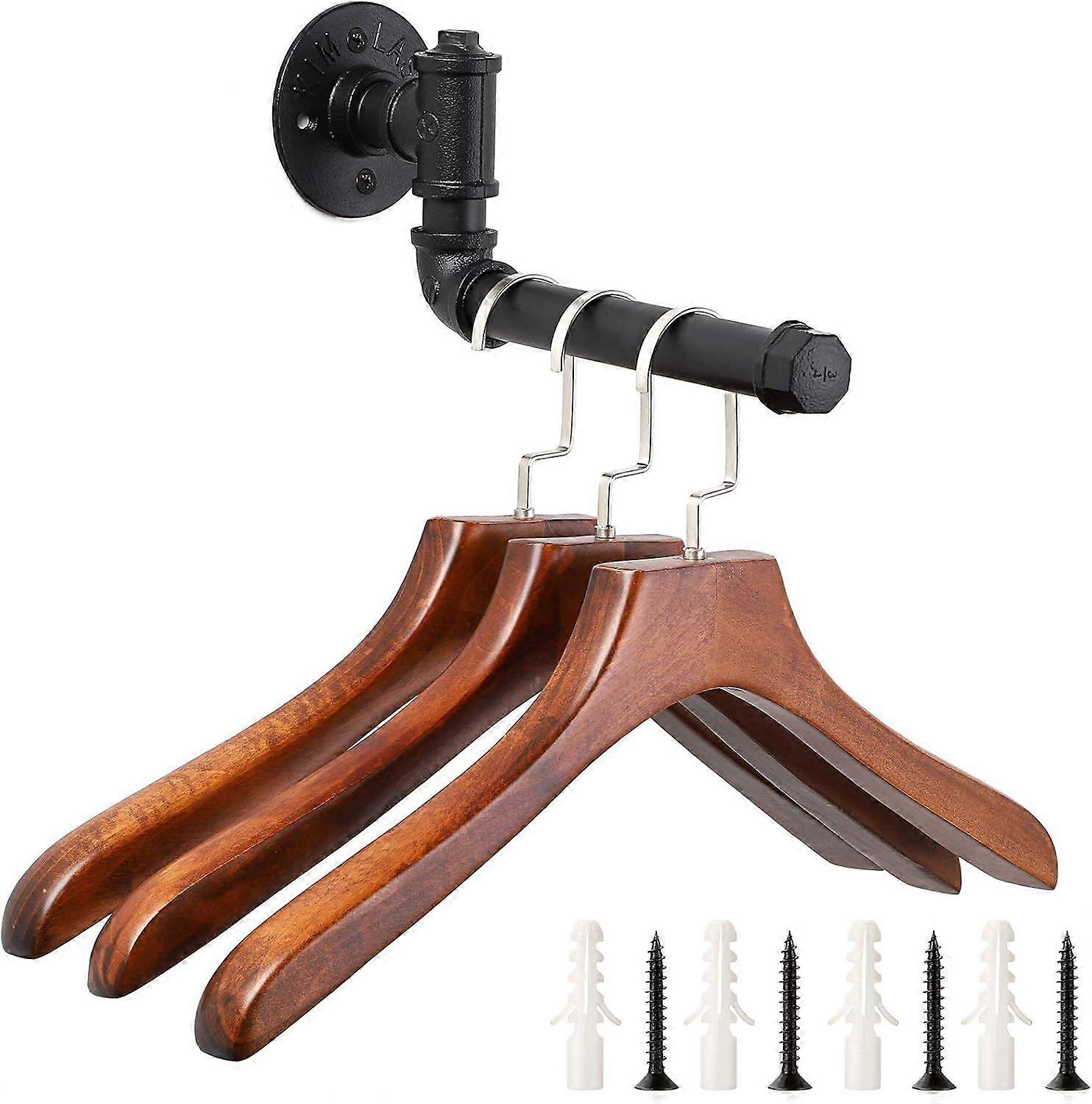 Rustic Industrial Wall Mount Clothes Towel Rack - Black