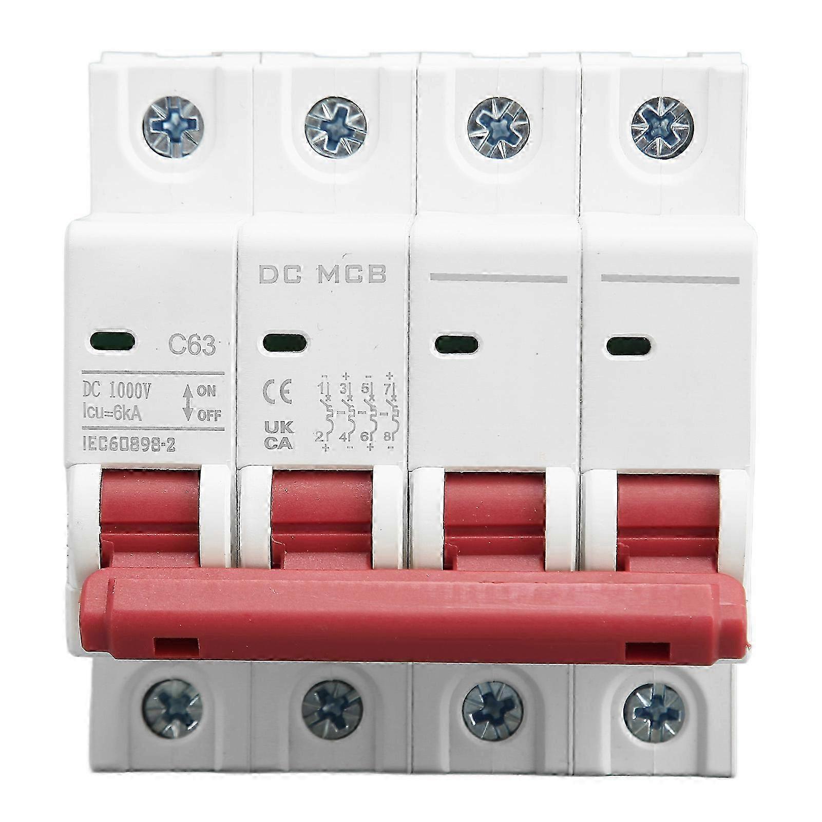 4P Miniature Circuit Breaker DIN Rail Mounting Low Voltage Protection Switch DC 1000V 63A