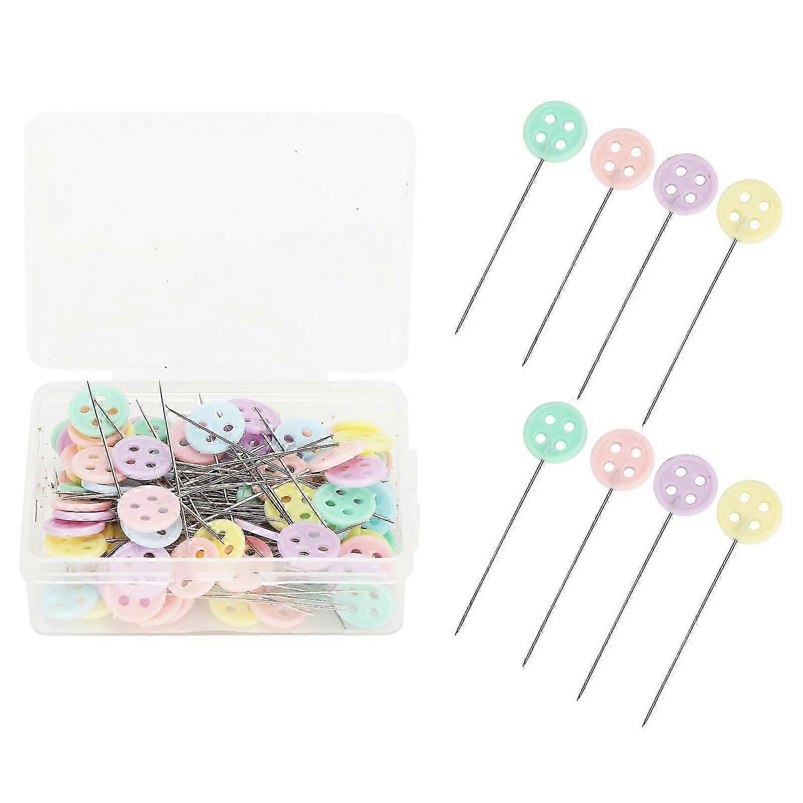 100pcs Button Butterfly Bow Tie Head Sewing Pins Flat Head Straight Quilting PinsButton