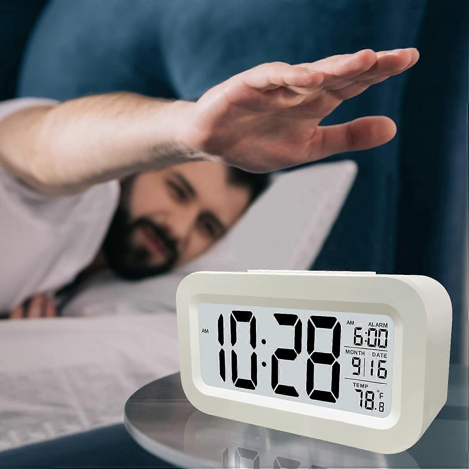 Digital Alarm Clock, LED Alarm Clock with Temperature, Snooze Function, 12/24H Conversion, Calendar, for Bedroom, Office, Kitchen(Rechargeable)