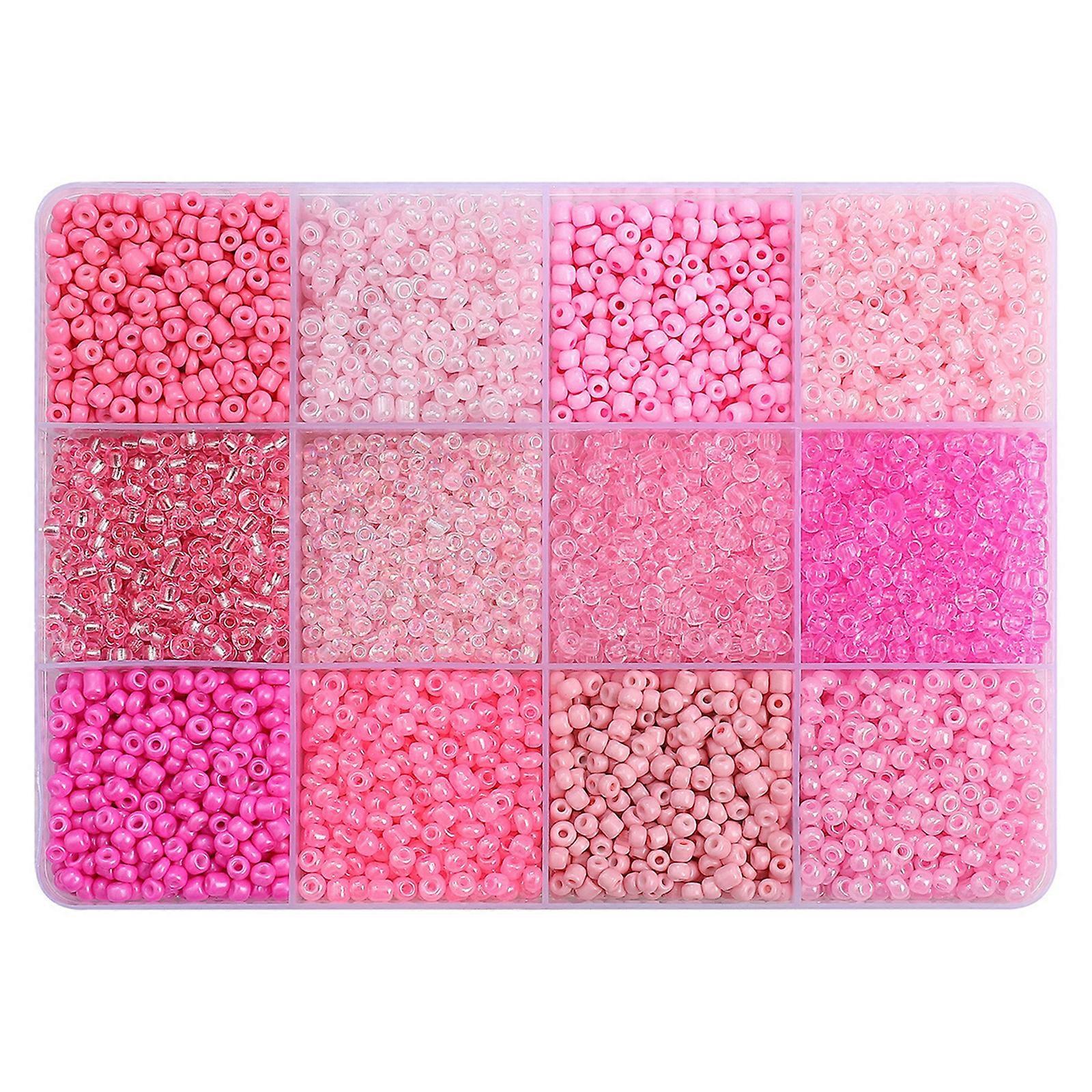 Multifuntional Spacer Beads Charm Loose Beads Acrylic Texture Beads Set Threading Beads for Bracelet and Jewelry Making Pink 6