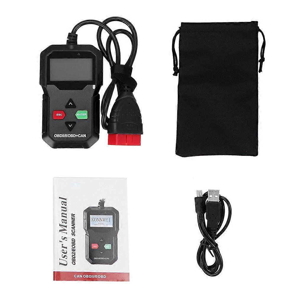 KW590 Auto Diagnostisch Hulpmiddel OBDII CAN Scanner Code Reader Detector Instrument (Zwart)
