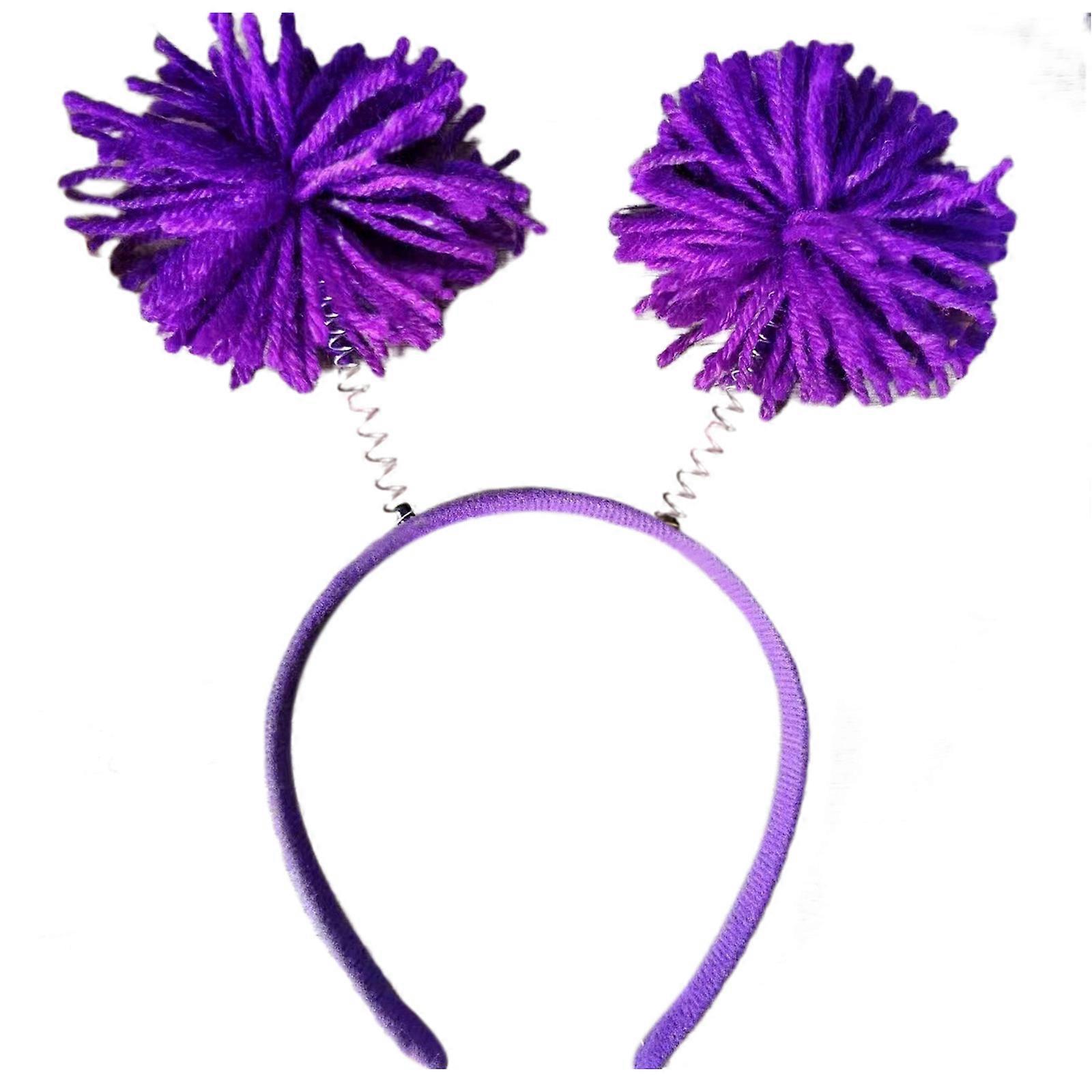 Pompons colorés forme cheveux cerceau adolescents filles dopamine look cheveux support en direct diffusion Cosplay bandeau pour adolescents femme violet