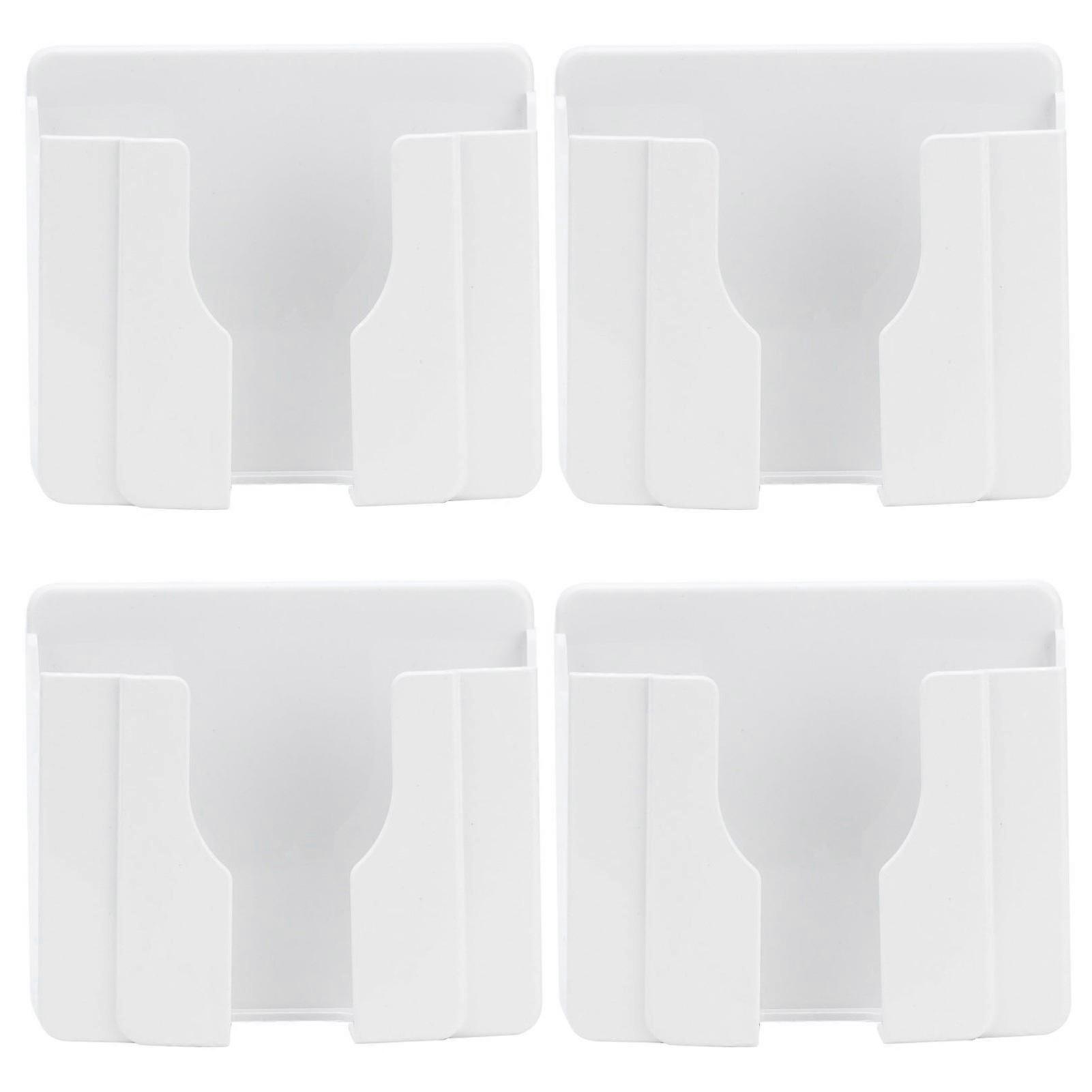 4pcs Wall Mounted Storage Shelves Punch Free Remote Control Holder Mobile Phone Charging Base Stand Vertical Stripe Design Durable