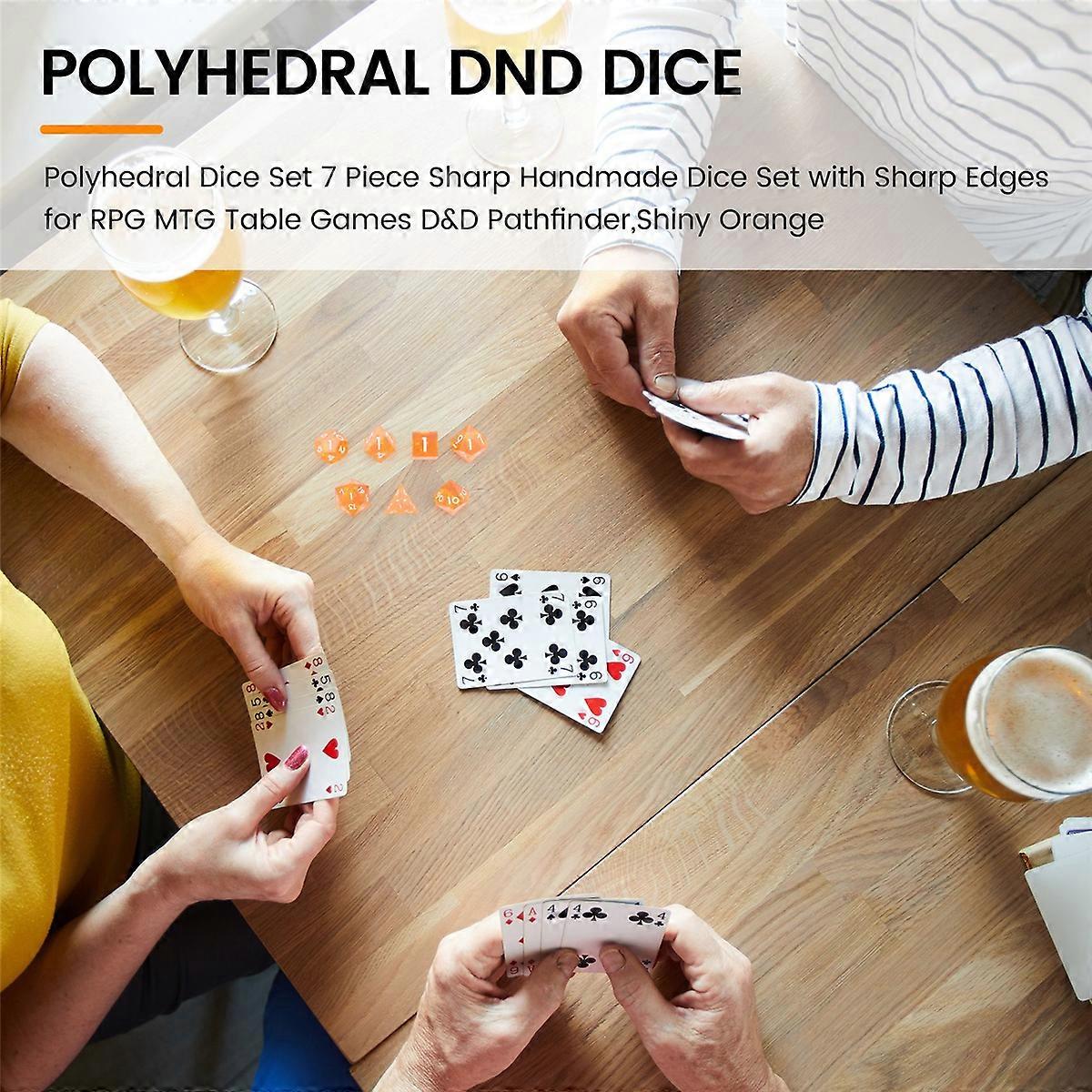 Polyhedral Dice Set 7 Piece with Sharp Edges for RPG MTG Table Games