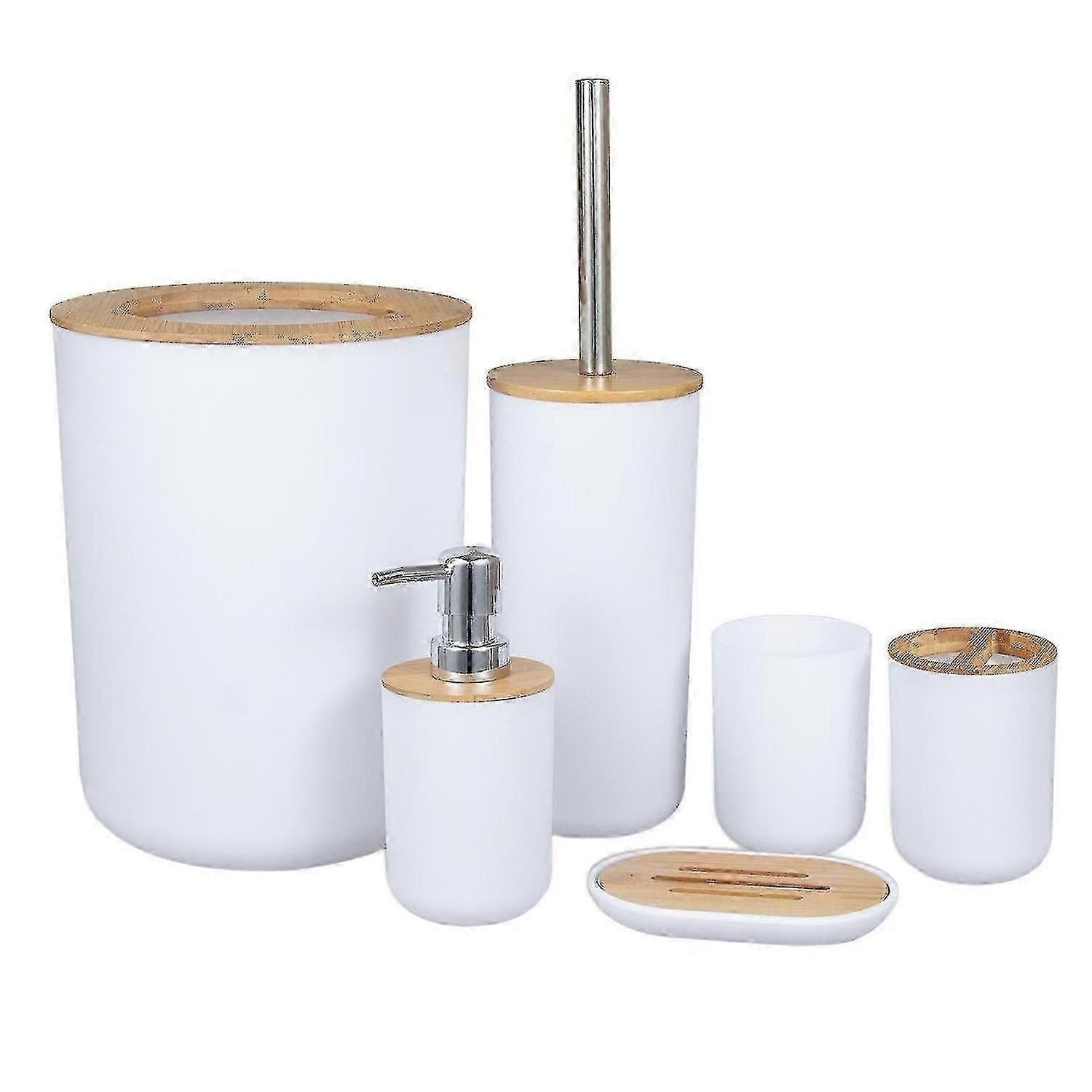 6-piece Bathroom Set Accessories Lotion Dispenser Soap Tray Tumbler White