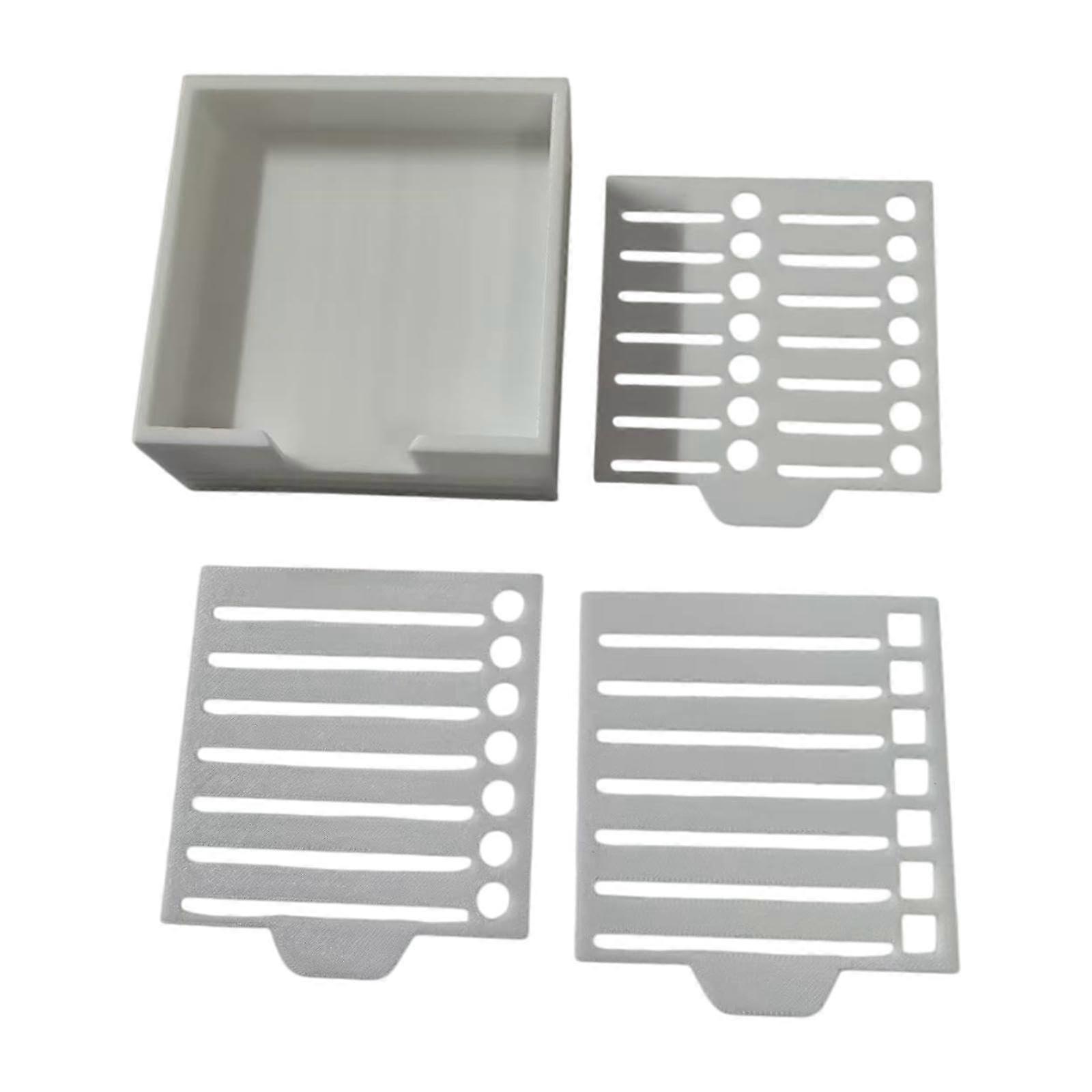 Sticky Note Holder with Stencil Design, Portable Office Desk Organizer, White Business Card Holder for School and Work