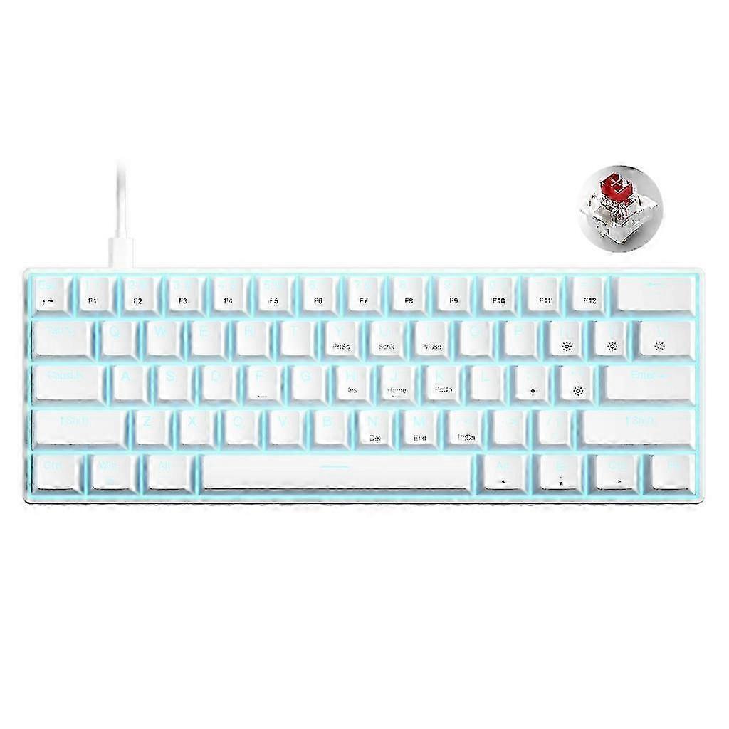 Programmable Mini Keyboard with 61 Blue Backlit Keys and Hot Swap Functionality for PC featuring Green/Red Switches