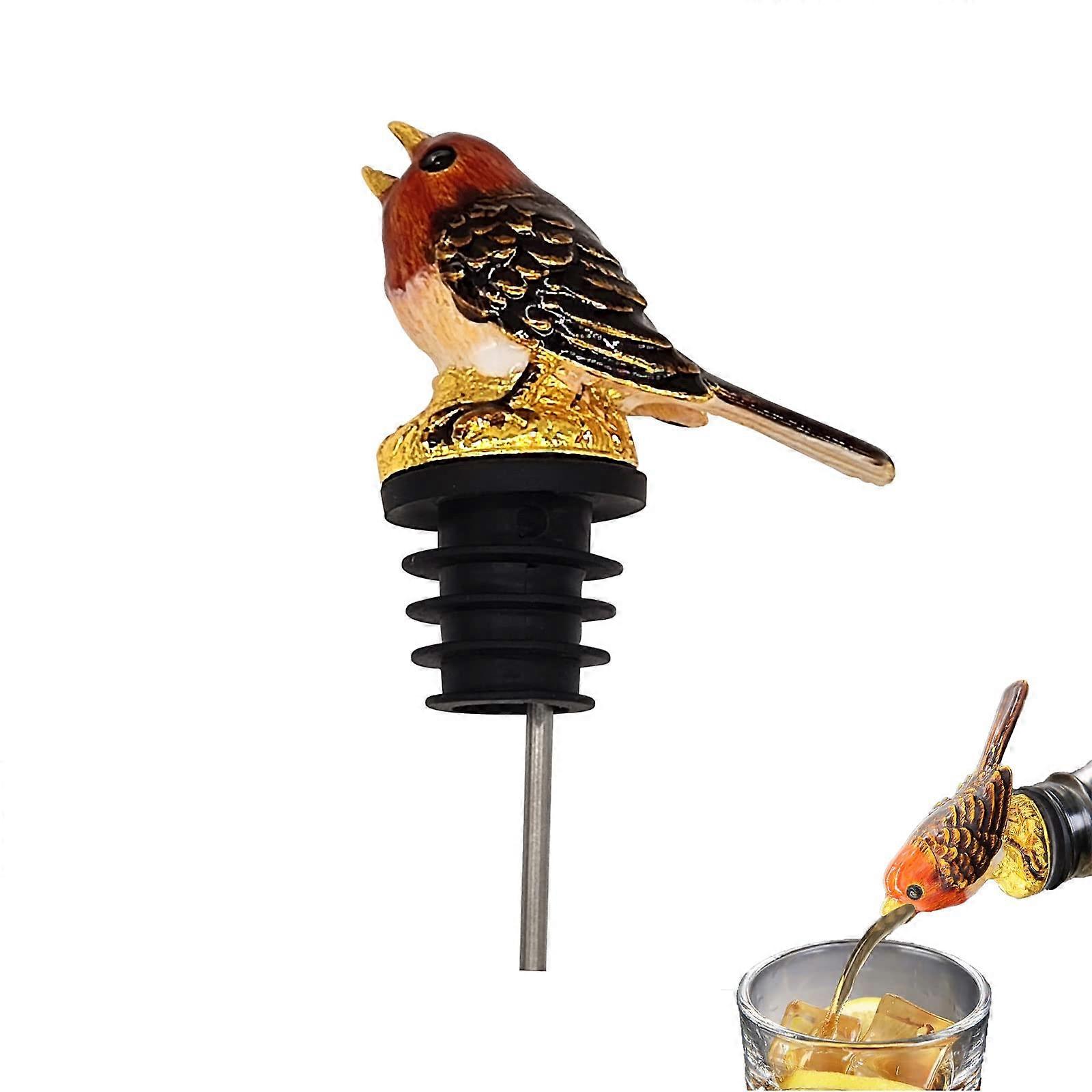 Wine Aerator Pourer Enamel Glaze Colorful Bird Pattern Liqueur Pourer With Bottle Stopper Premium Stainless Steel