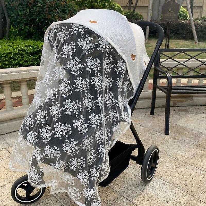 Stroller Mosquito Net Multifunctional Cotton Breathable Soft Cartoon Pattern Cute Stroller Sunshade