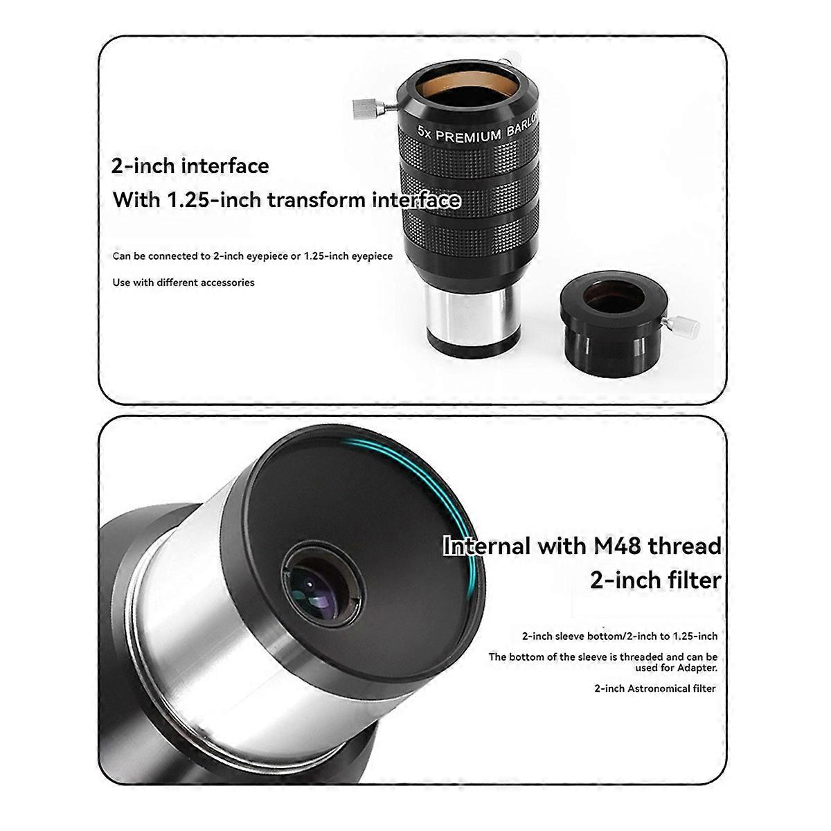 Barlow Eyepiece Color Differences Astronomical Telescope Accessories 2 Inch 5x