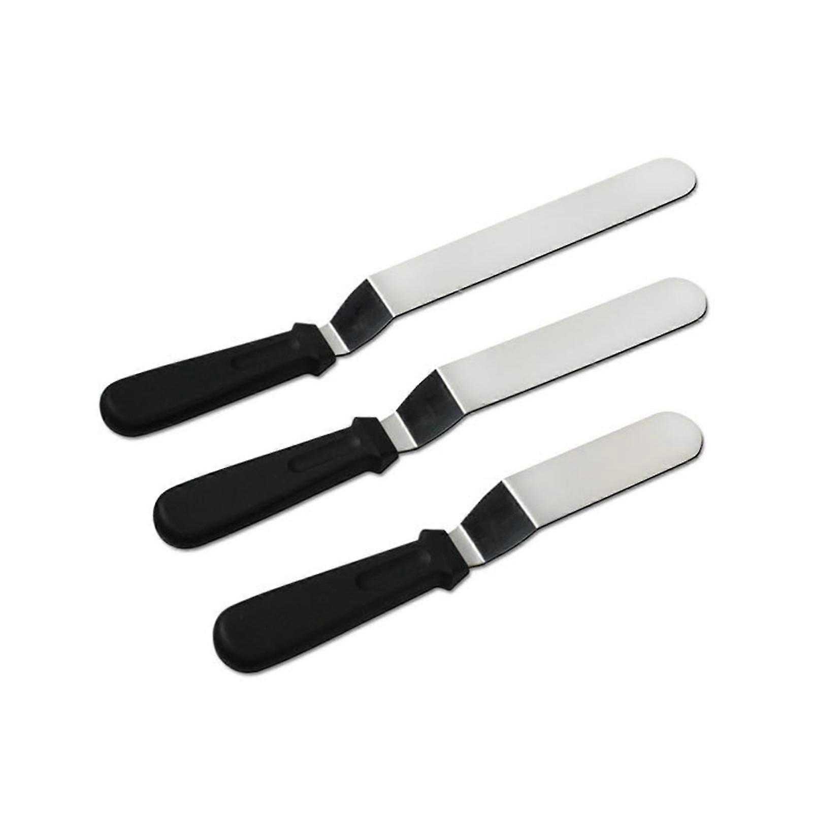 Tyuhe 3Pcs Icing Spatula Set Stainless-Steel Offset Spatula Angled Cake Spatulas with Ergonomic Handle Easy to Clean Cake Spatulas Frosting Smoother