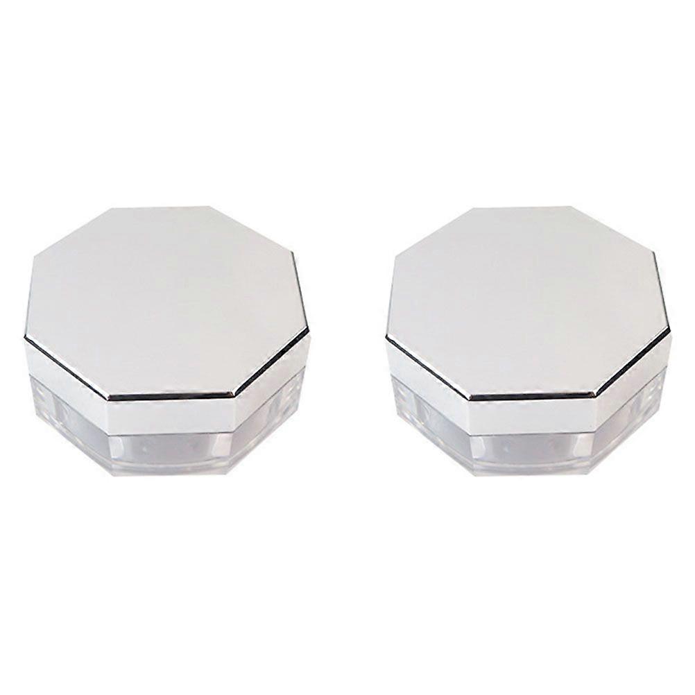 2 Sets of Octagonal Mirror Portable Elastic Mesh Powder Storage Box for Women