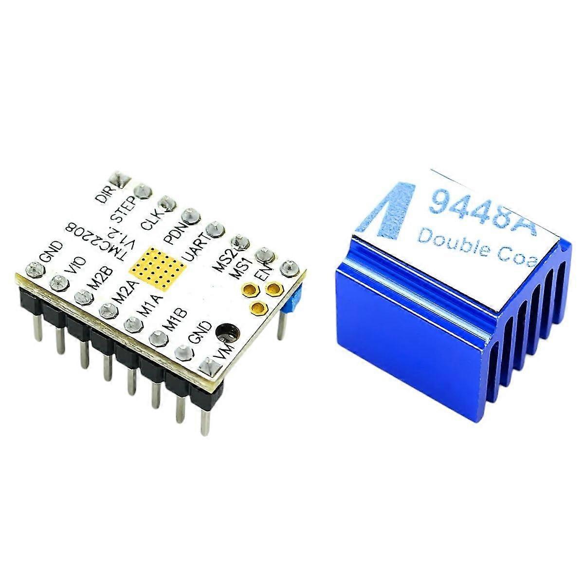 TMC2208 Stepper Motor Driver V1.2 Module with Heat Sink and Screwdriver for 3D Printers, High Reliability and Stable Performance
