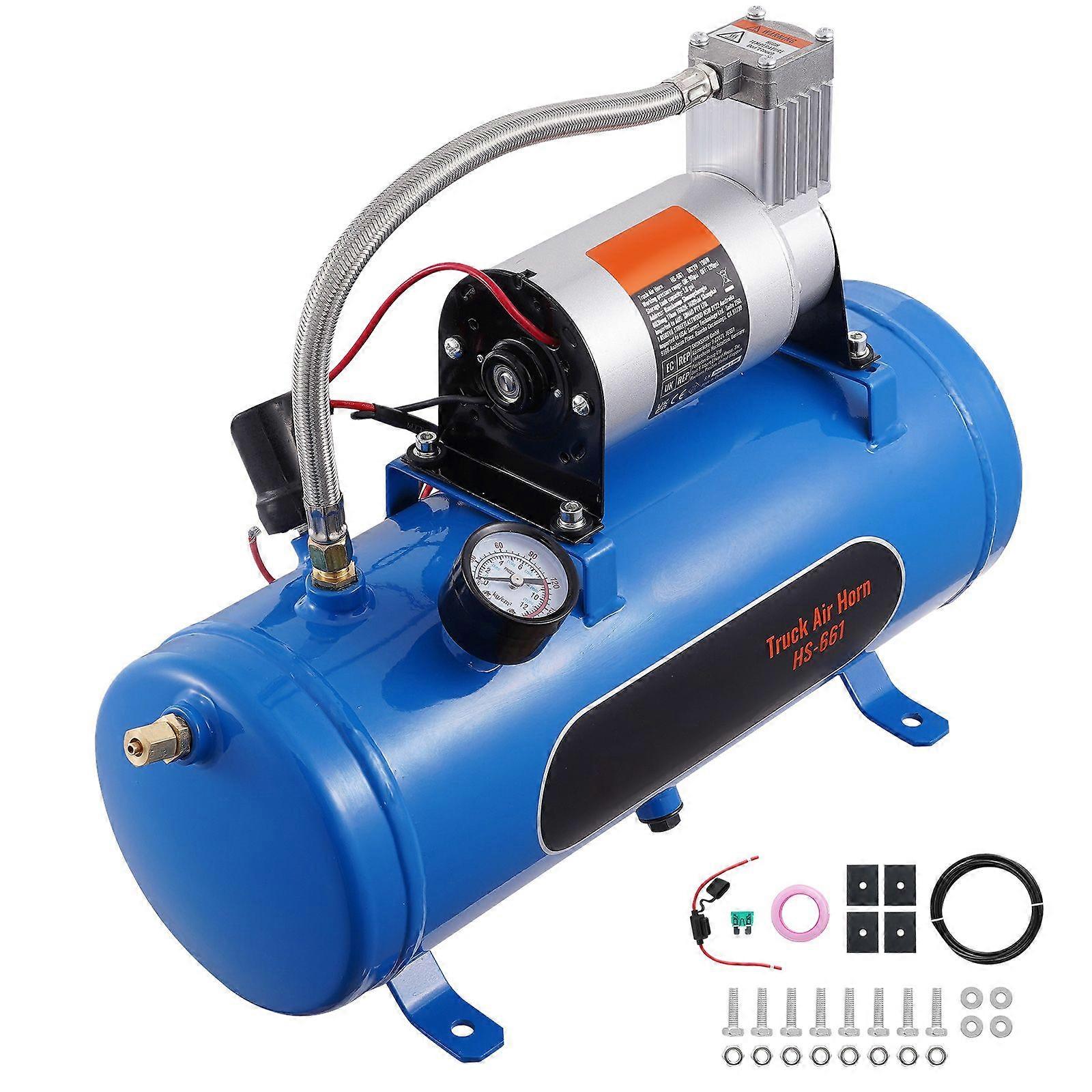 12V Air Compressor with Tank 1.6 Gallon/6 L, 120 psi Working Pressure Onboard Compressor System for Train Horns Compressor, Inflating Tires