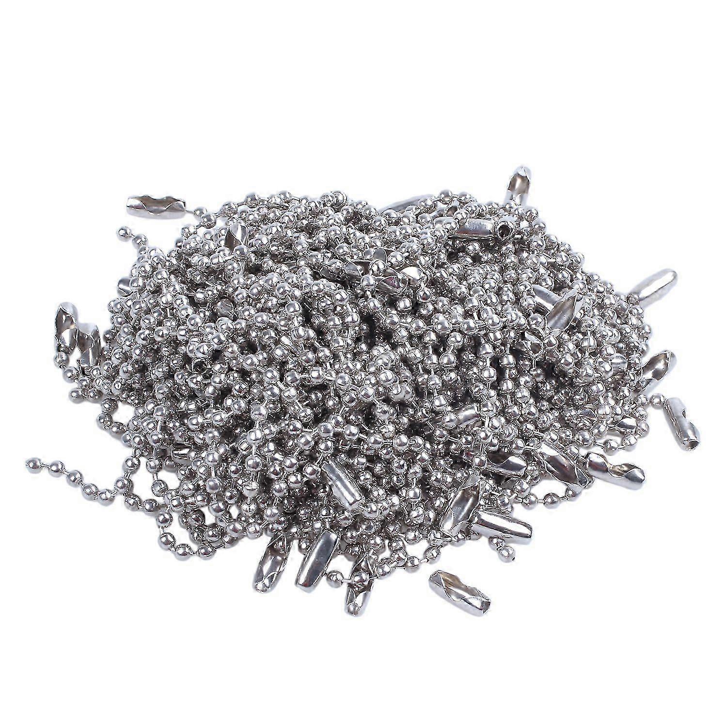 Catena a palline di perline in acciaio inossidabile, lunghezza 10 cm, 2,4 mm, 100 pezzi, color argento