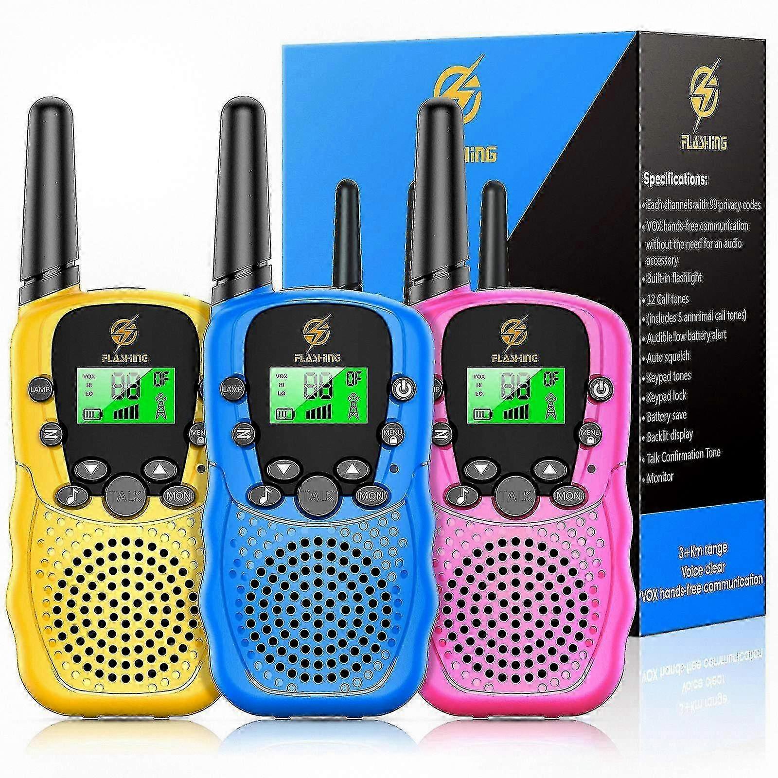 3 Pack Long Range Walkie Talkies for Kids Aged 3-10, Suitable for Various Color Options