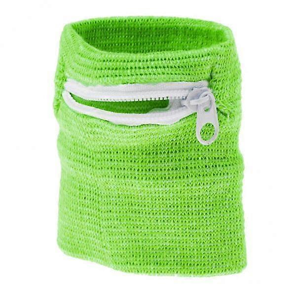 3xOutdoor Sports Fitness Wristband Sweatband Wallet Zipper Pocket Green