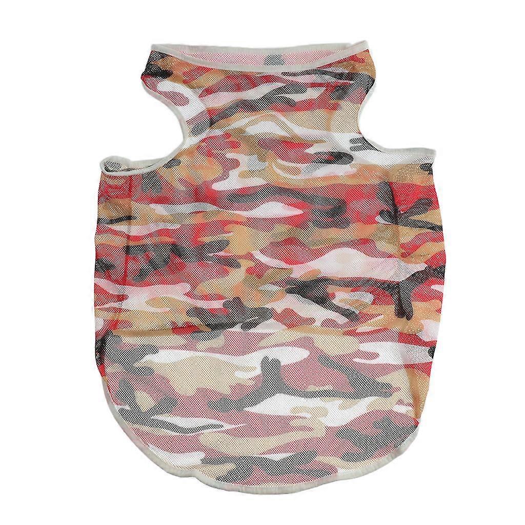 Pet Dog Summer Clothes Puppy Medium Large Dog Camouflage Mesh Vest Red-S