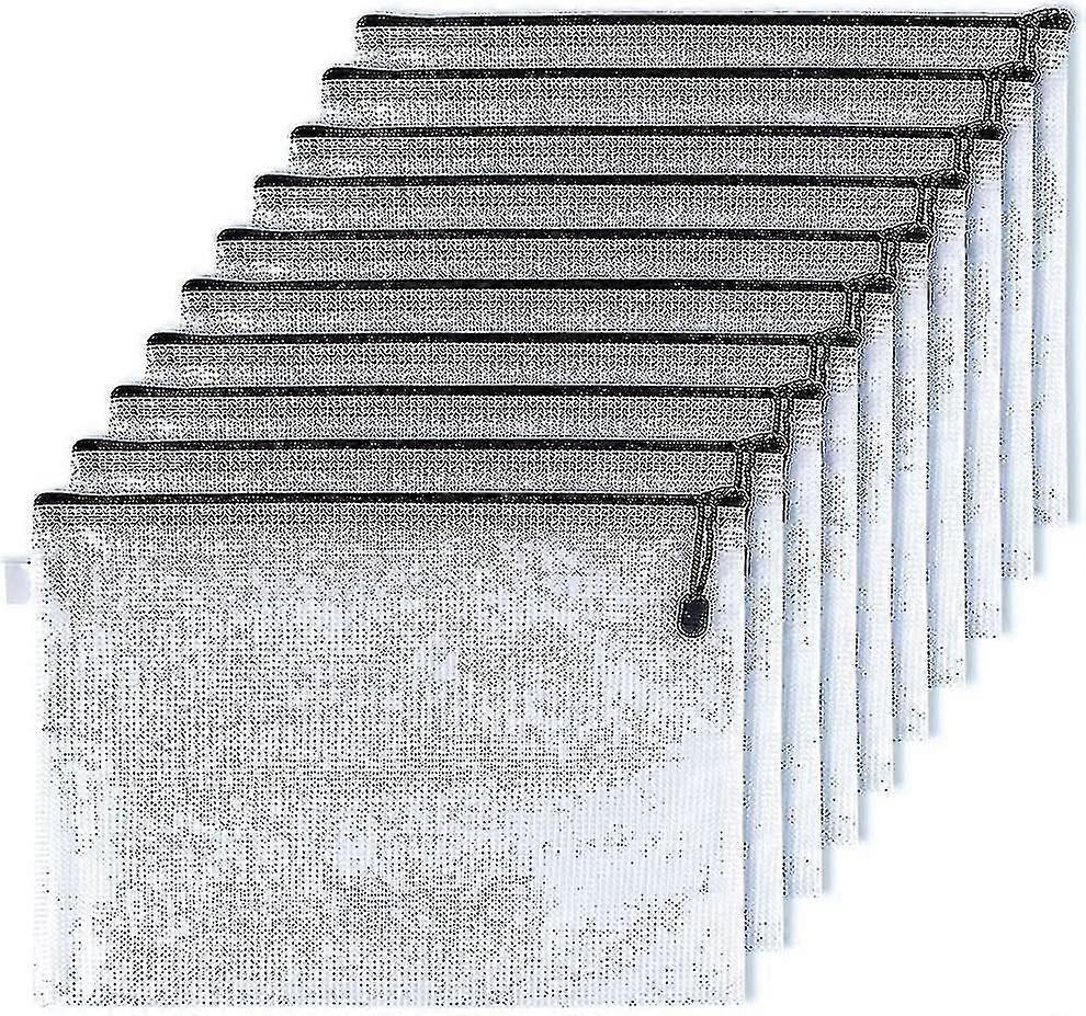10 stk A4 vandtæt mesh lynlås dokumentposer - File Organizer Opbevaring til Office School Gave