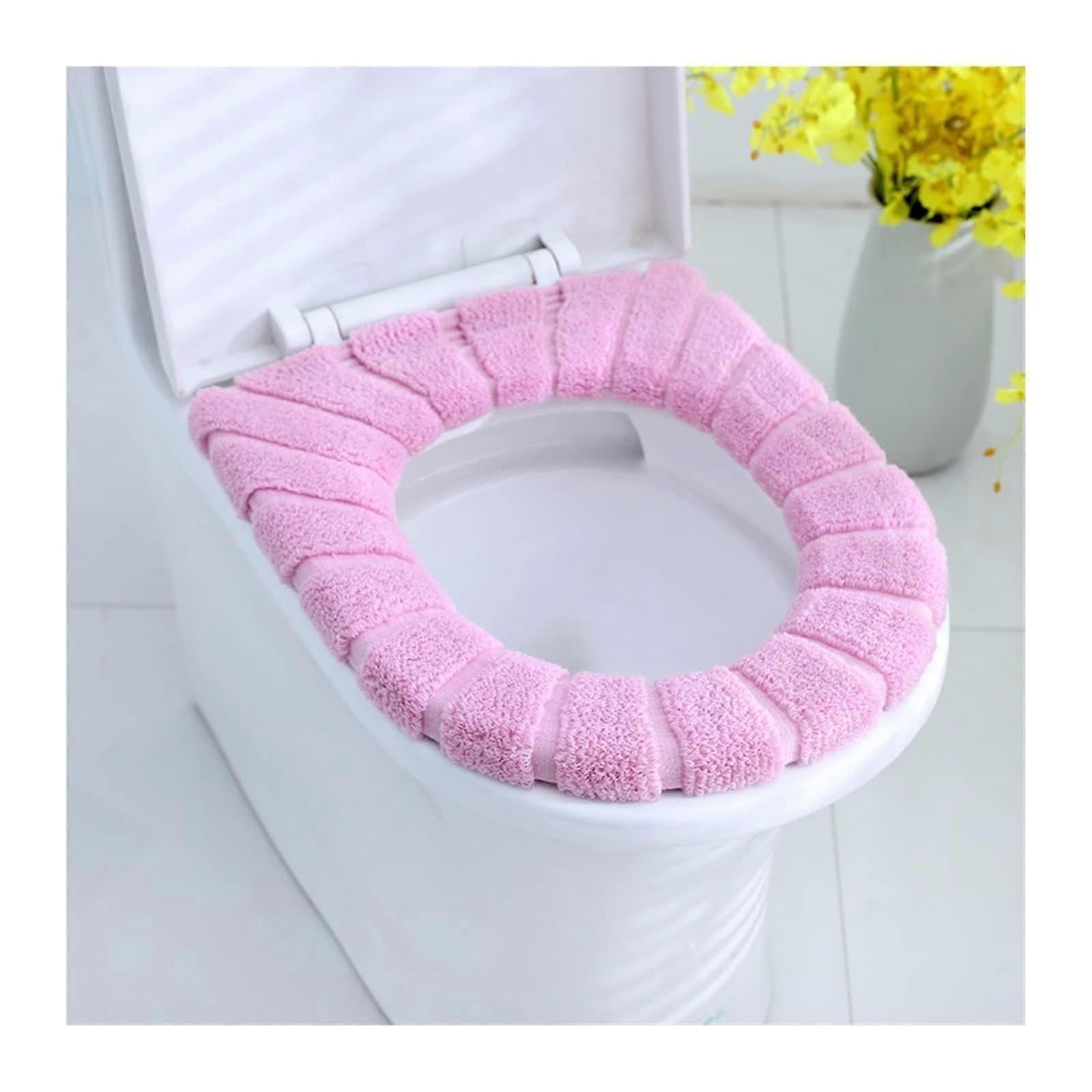 WCSitz 2pcs Warmer weicher waschbarer ToilettensitzAbdeckung Pure Pink