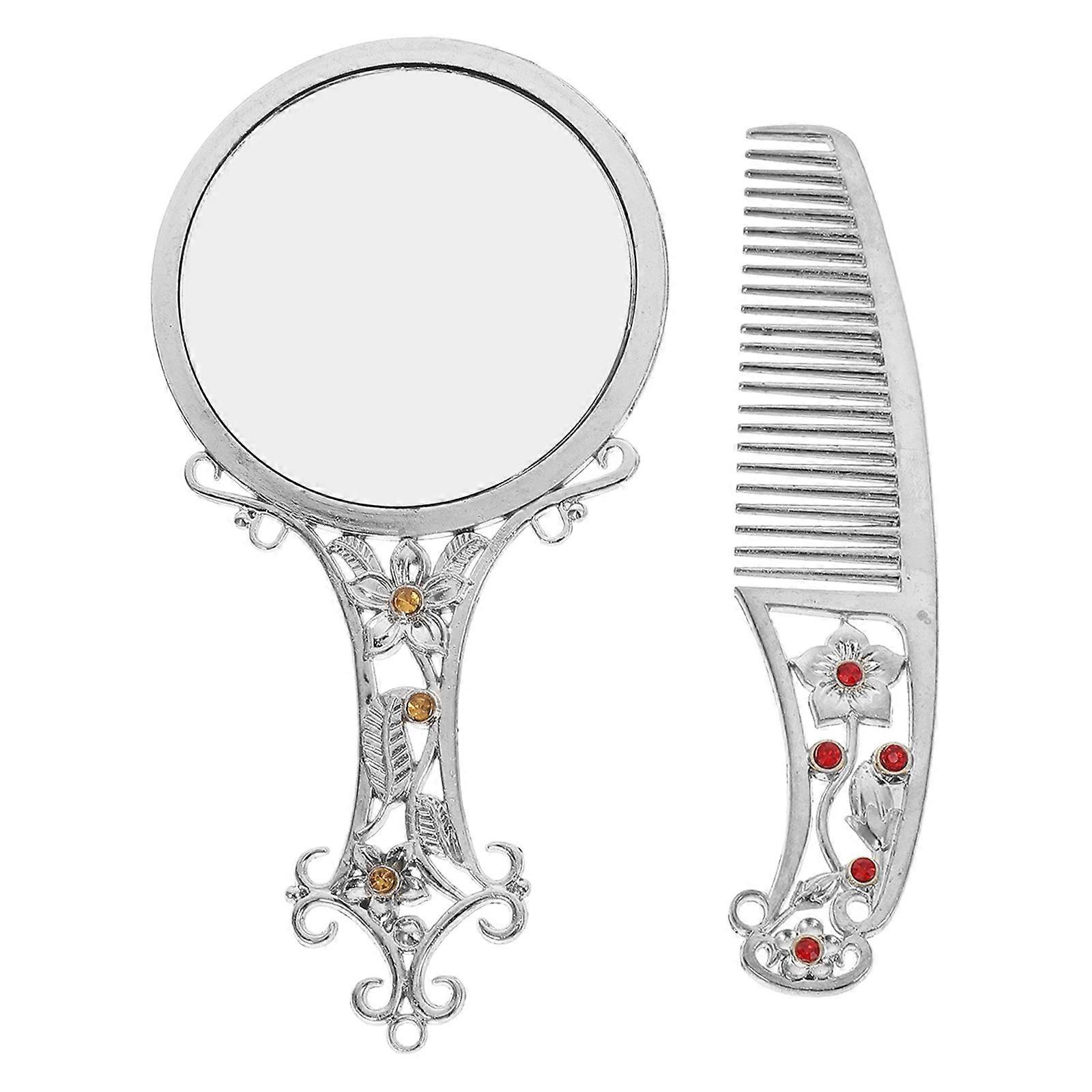 1 Set Mini Portable Makeup Mirror with Comb Stylish Vanity Mirror