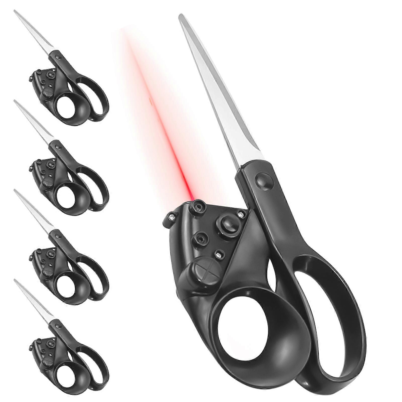 5 Pack Household Laser Scissors Multifunctional Sewing Scissors for Paper Fabric Straight Fast Right Cutting with 6.5Ft Laser Guided Crafting Scissor