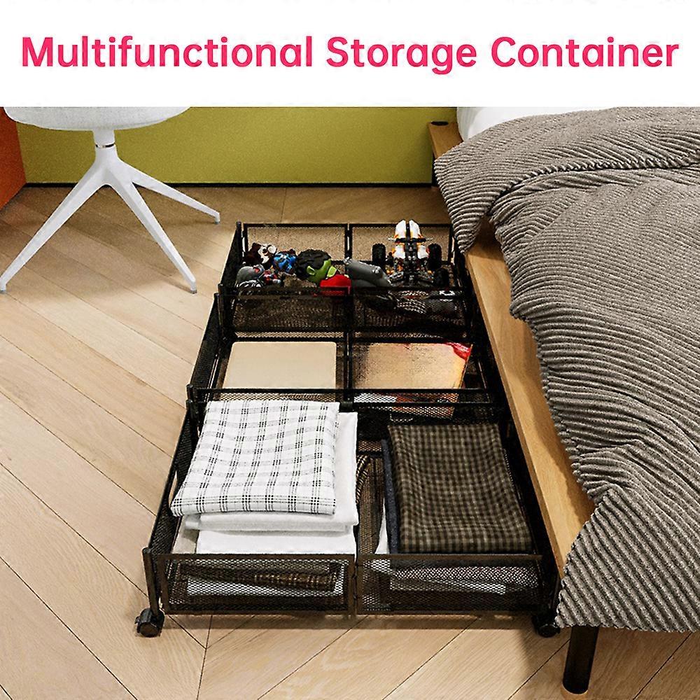 Paquete de 2 contenedores de almacenamiento debajo de la cama con ruedas  Dormitorio multifuncional para el, image size:1000x1000