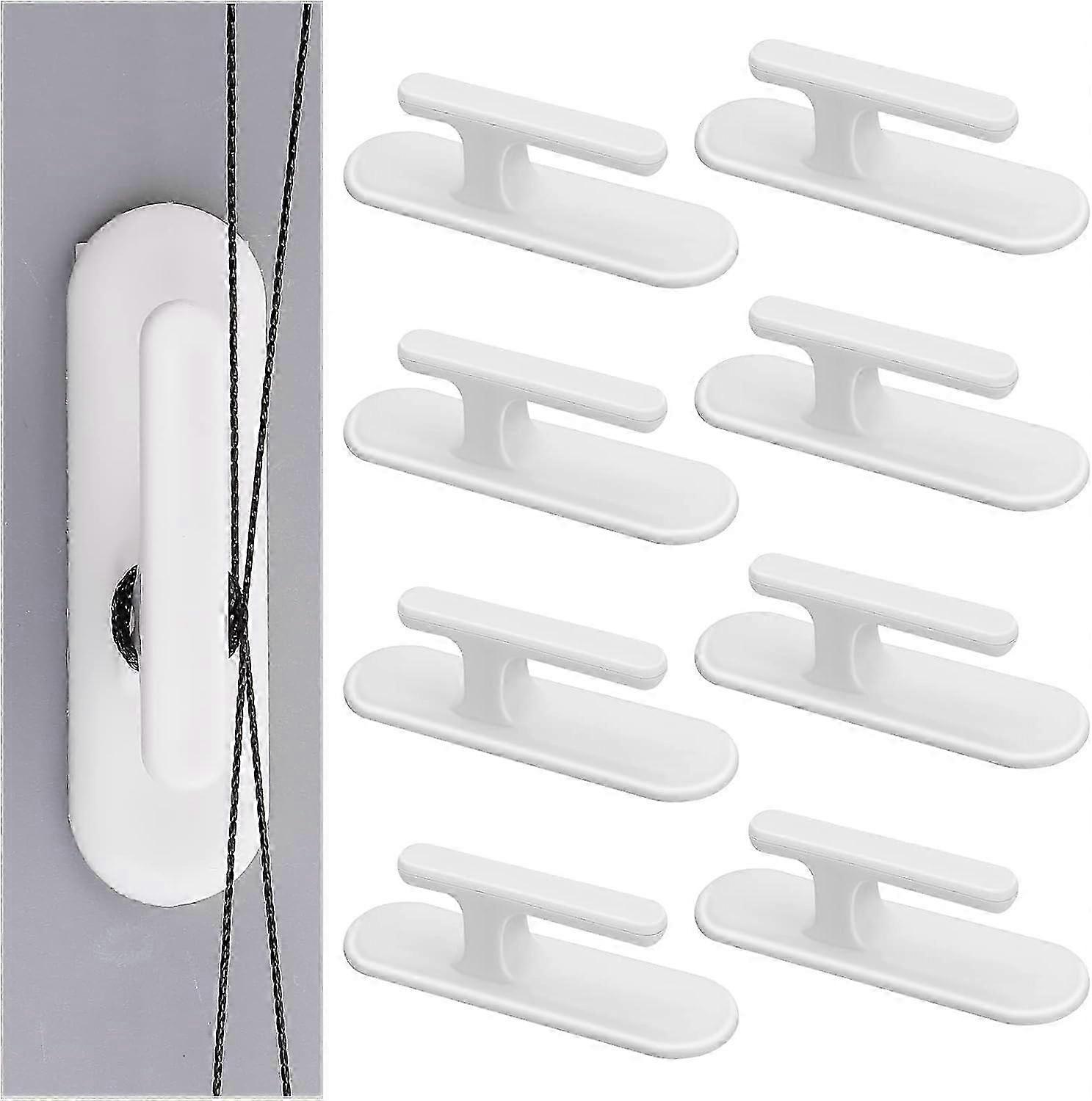 8 Pieces Safety Blind Cord Holder with Adhesive Wall Hook Wrap Cleats for Baby Proofing Home Office Window Blinds and Curta, Suitable for Va