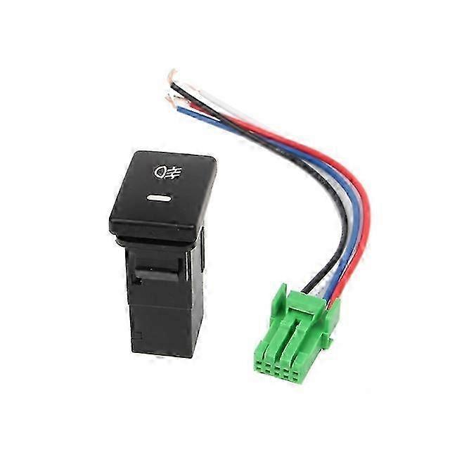 Yellow/Green Rear Fog Light Push Button Switch with 4 Wires for Suitable for Various Brands Models DC12V Foglight Control