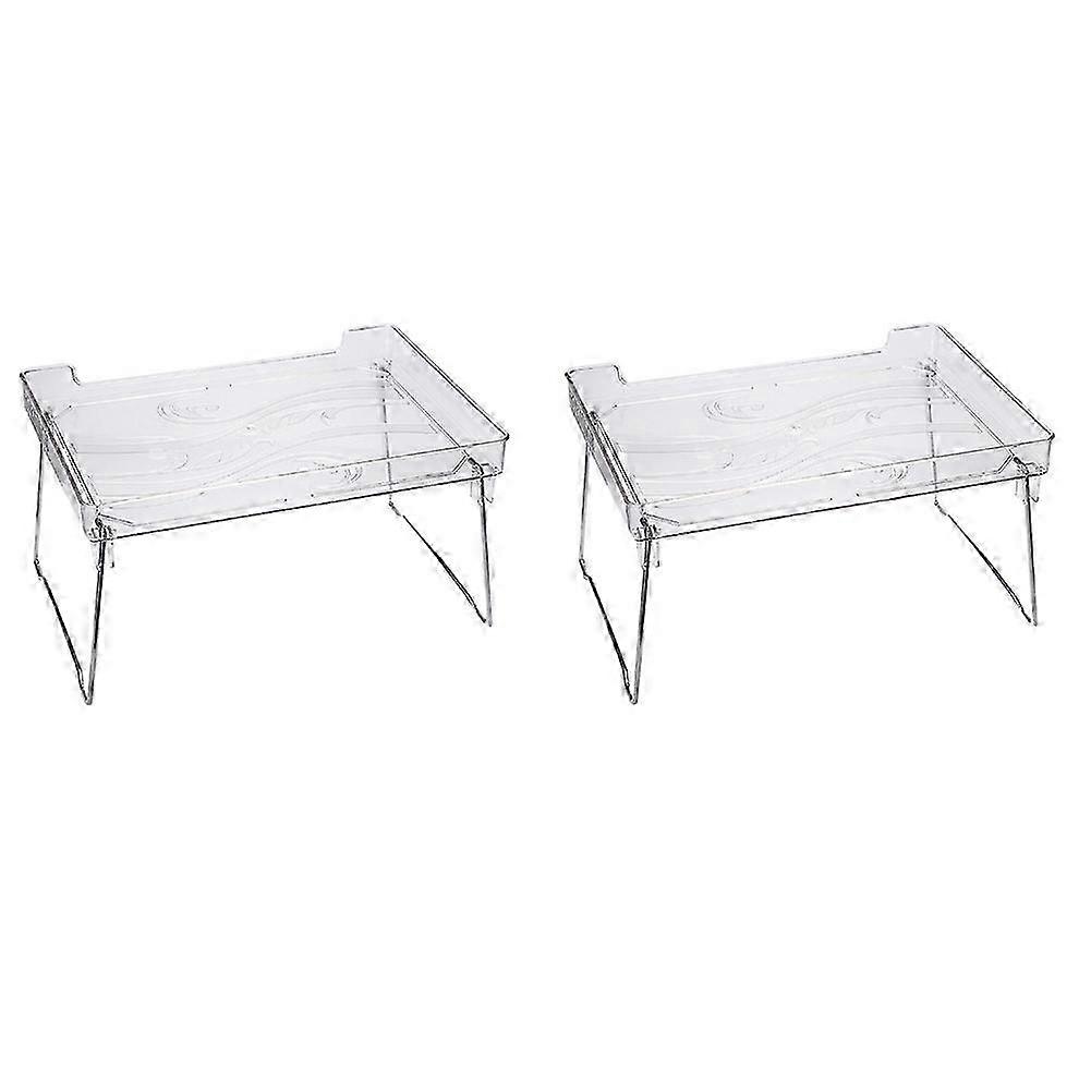 Stackable Cupboard Organiser - Kitchen Cupboard Shelves Storage Rack Set for Cabinet Pantry Counter