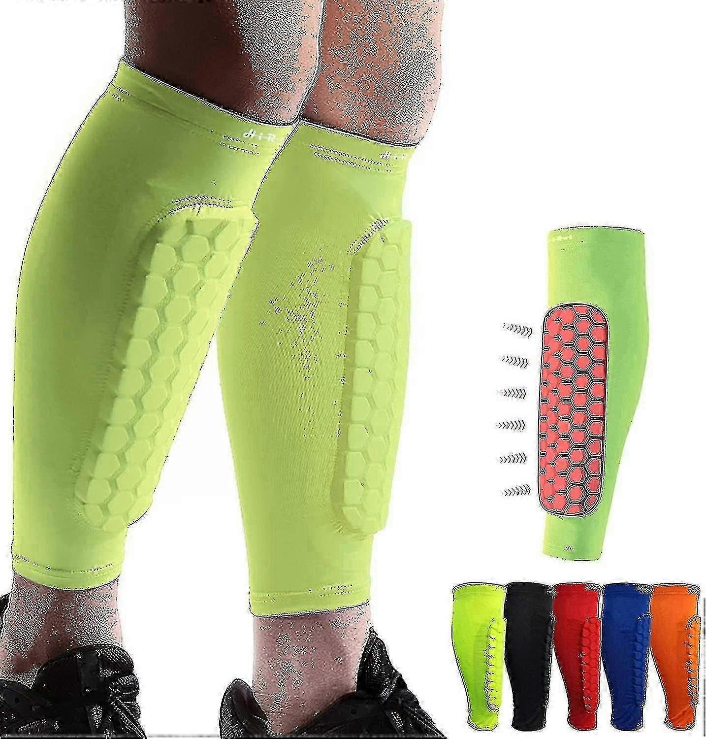 Ποδόσφαιρο Shin Guards Shin Pads Για Παιδιά Νεολαία Ενήλικας Μόσχος Συμπίεση Sleeve Κηρήθρα Padsbright Κίτρινο/μεγάλο