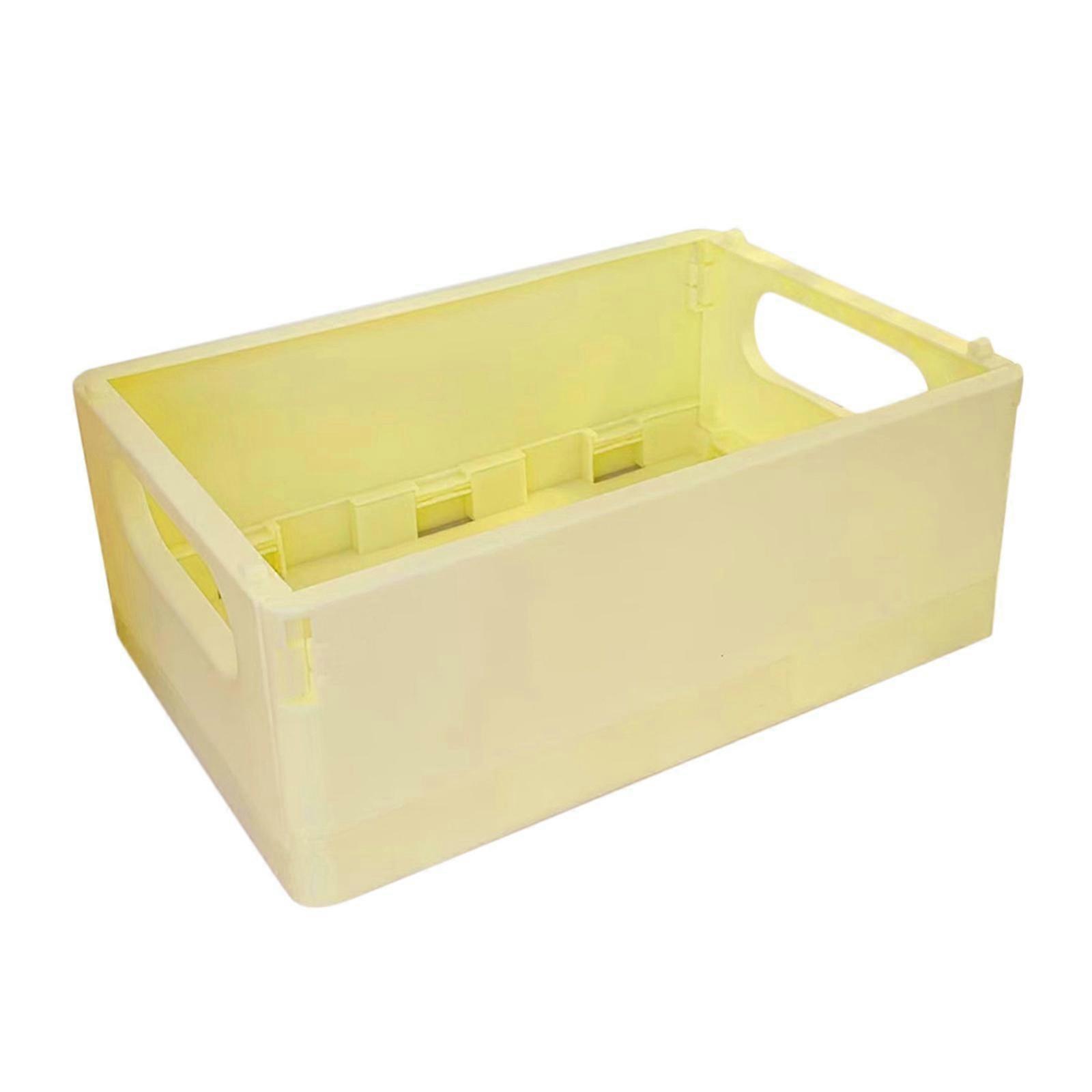 Collapsible Storage Baskets with Handle Crate Bin Yellow