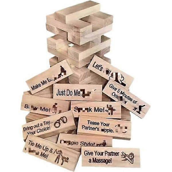 48 Pcs Super Naughty Block Tower Game, Fun Stacking Tower for Couples with Truth or Dare Questions and Challenges, Valentine's Day Stacking Tower