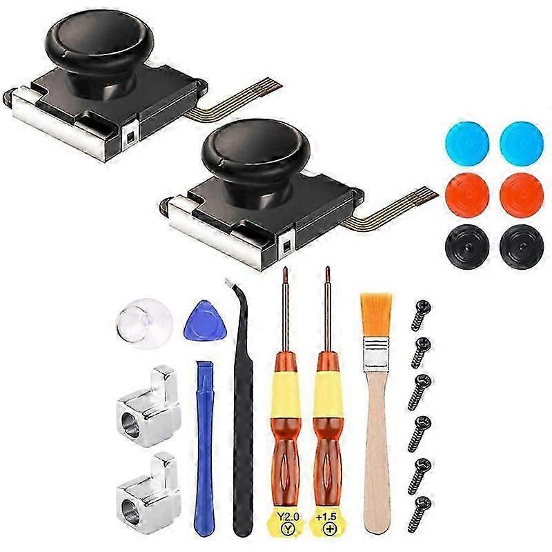 2-Pack 3D Joycon joystick udskiftning, analog tommelfinger stick Joy Con reparationssæt til Nintendo Switch, med krydsskruetrækker