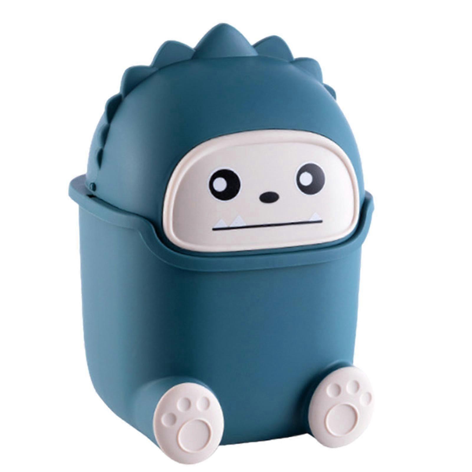 Bathroom Garbage Can, Small Trash Can, Car Trash Bin, Countertop Garbage Cans with Lid, Cartoon Shape dark blue